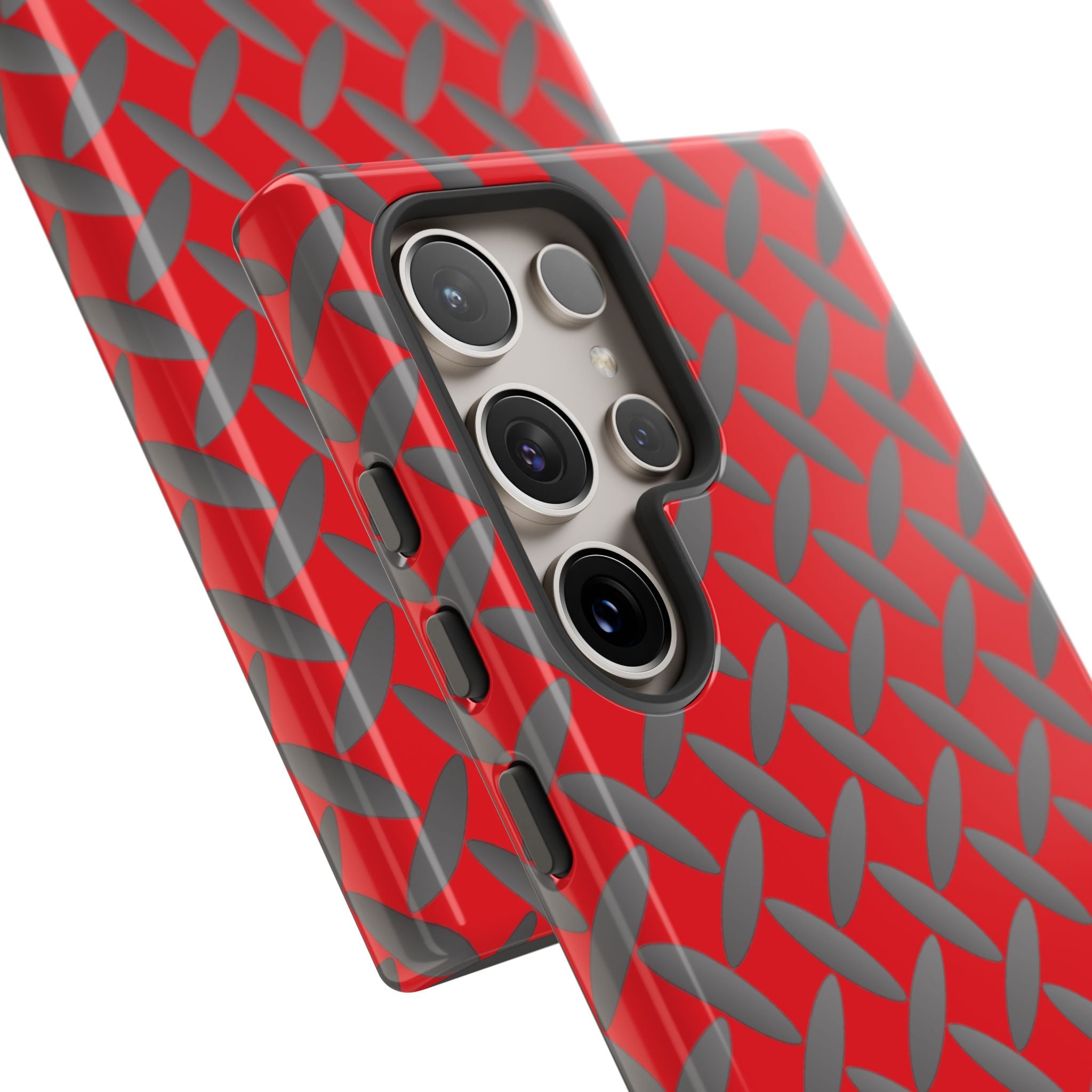 Durable Samsung Phone Case Red - Tough Cases with Stylish Diamond Plate Design