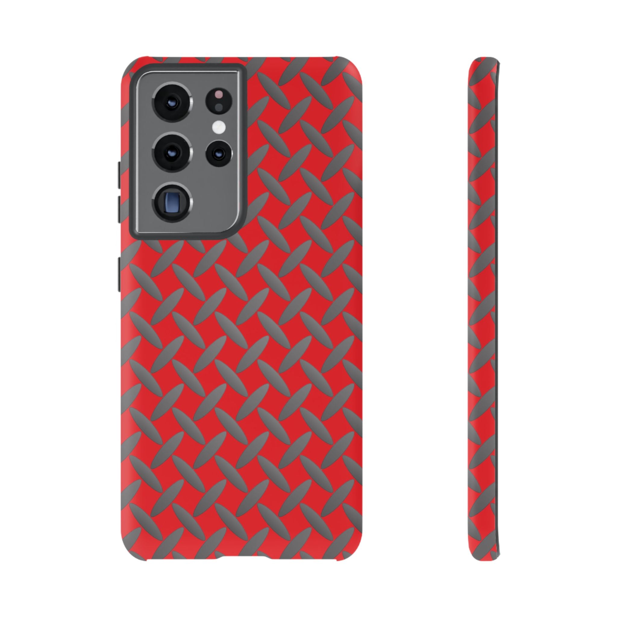 Durable Samsung Phone Case Red - Tough Cases with Stylish Diamond Plate Design