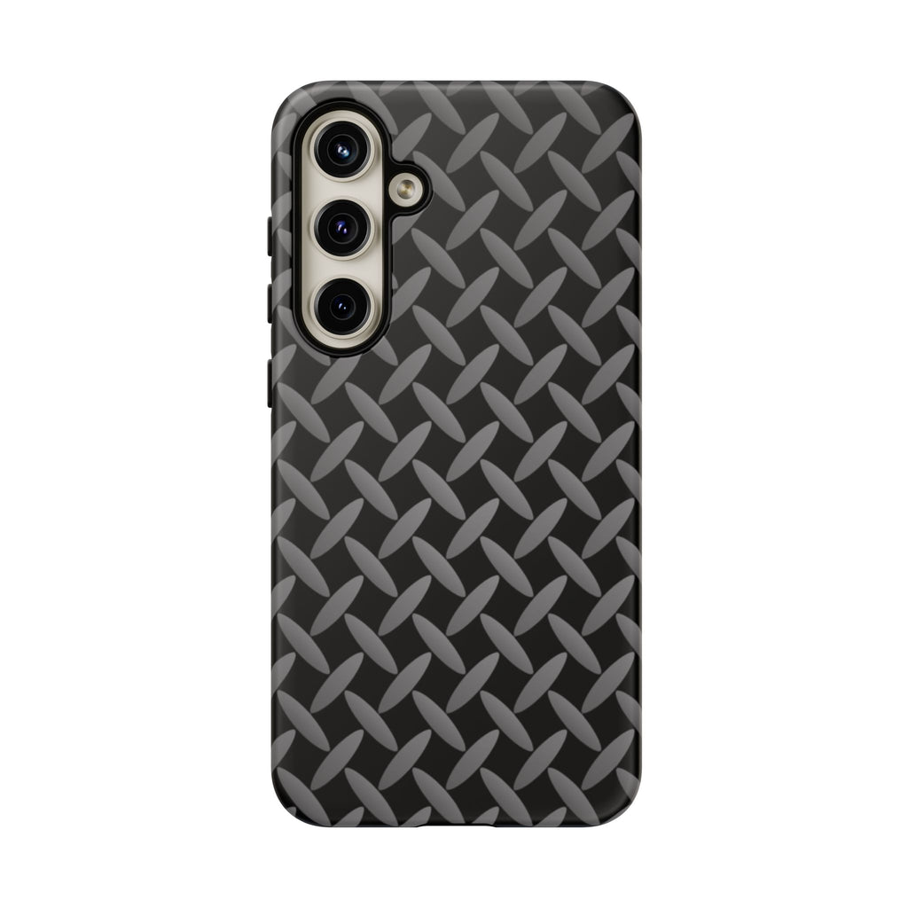 Durable Phone Case Black - Tough Cases with Stylish Diamond Plate Design - Samsung