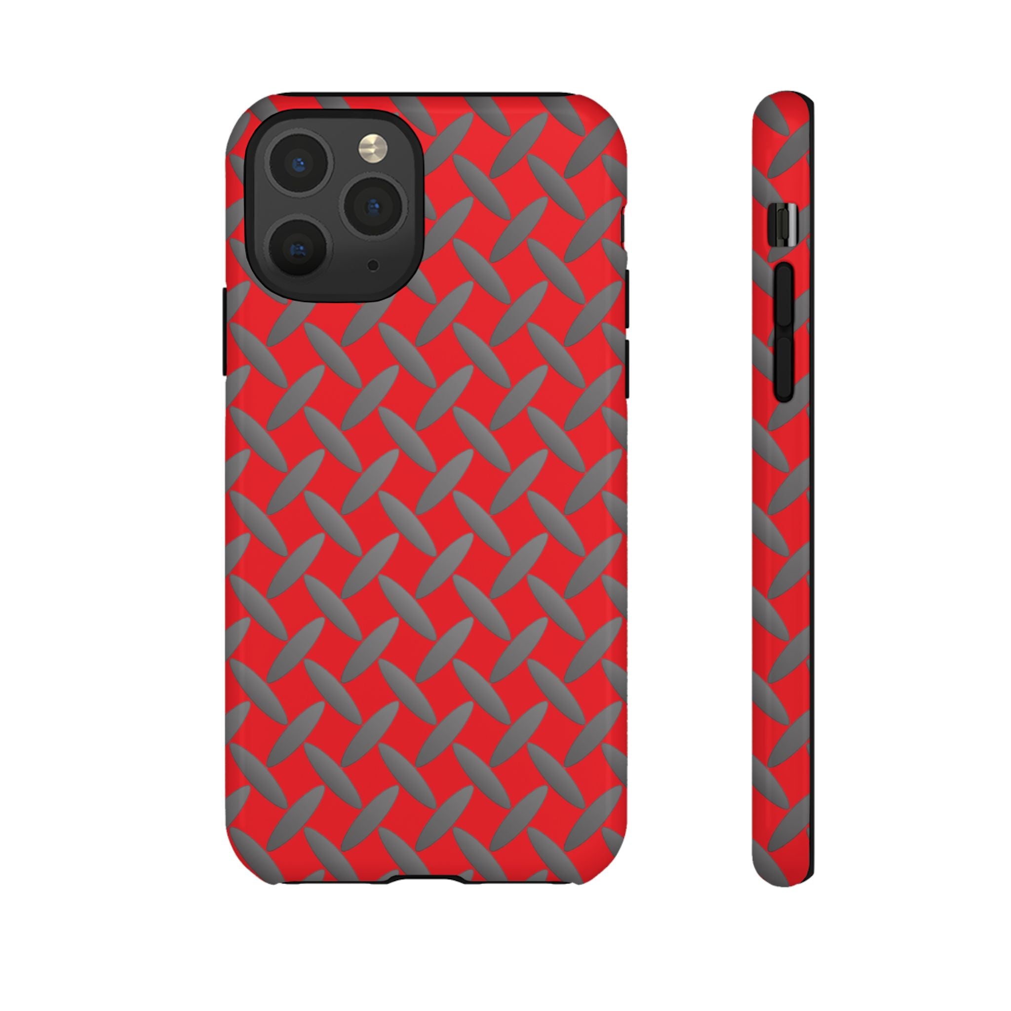 Durable Phone Case Red-iPhones Tough Cases with Stylish Diamond Plate Design