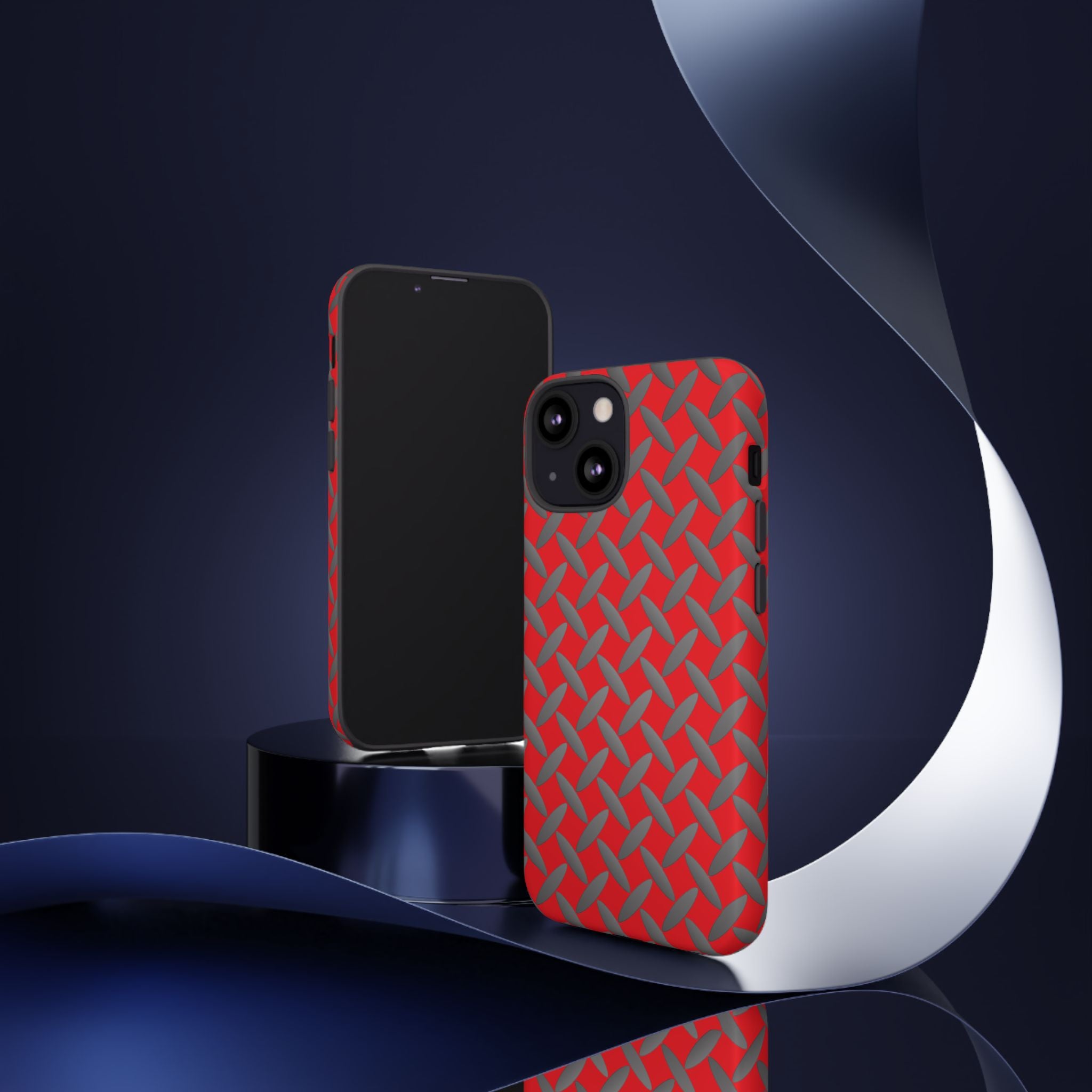 Durable Phone Case Red-iPhones Tough Cases with Stylish Diamond Plate Design