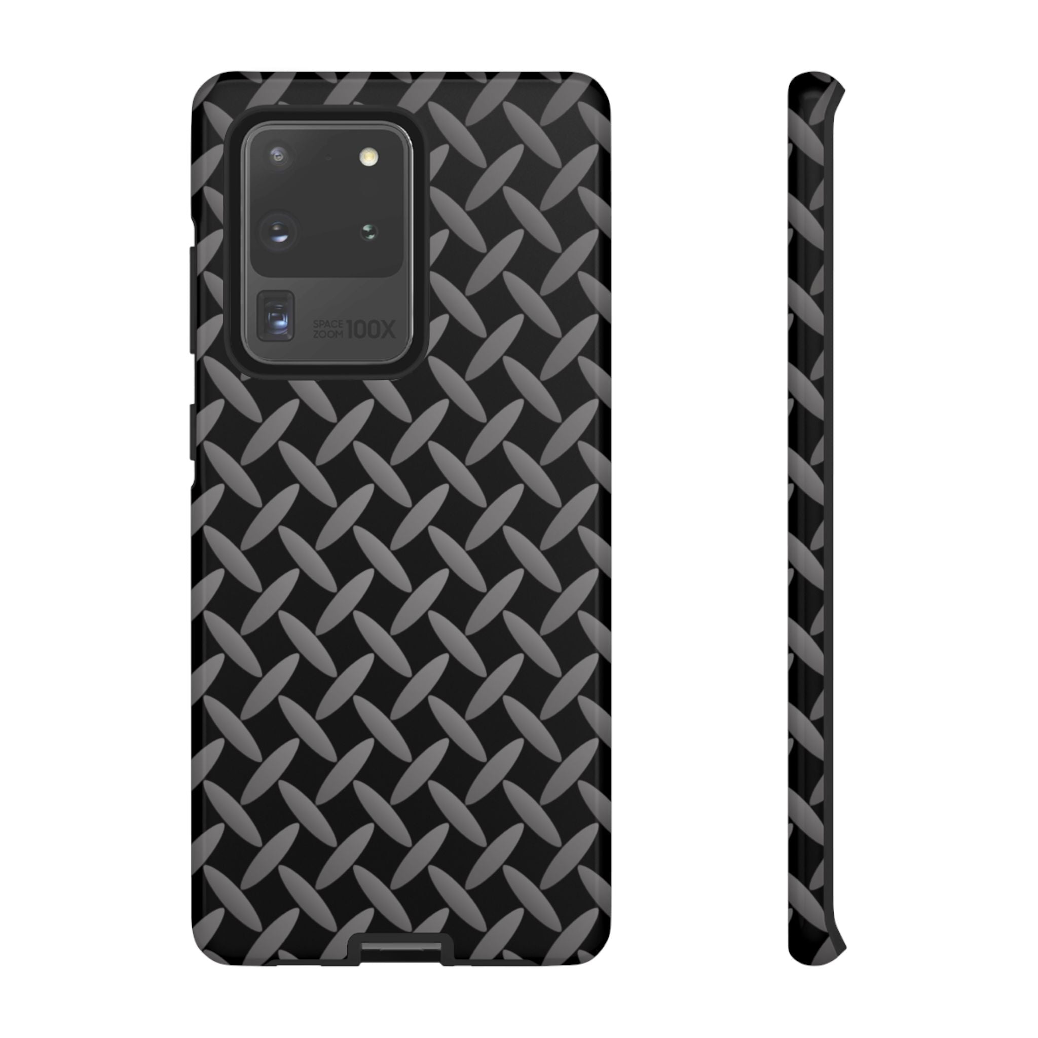 Durable Phone Case Black - Tough Cases with Stylish Diamond Plate Design - Samsung