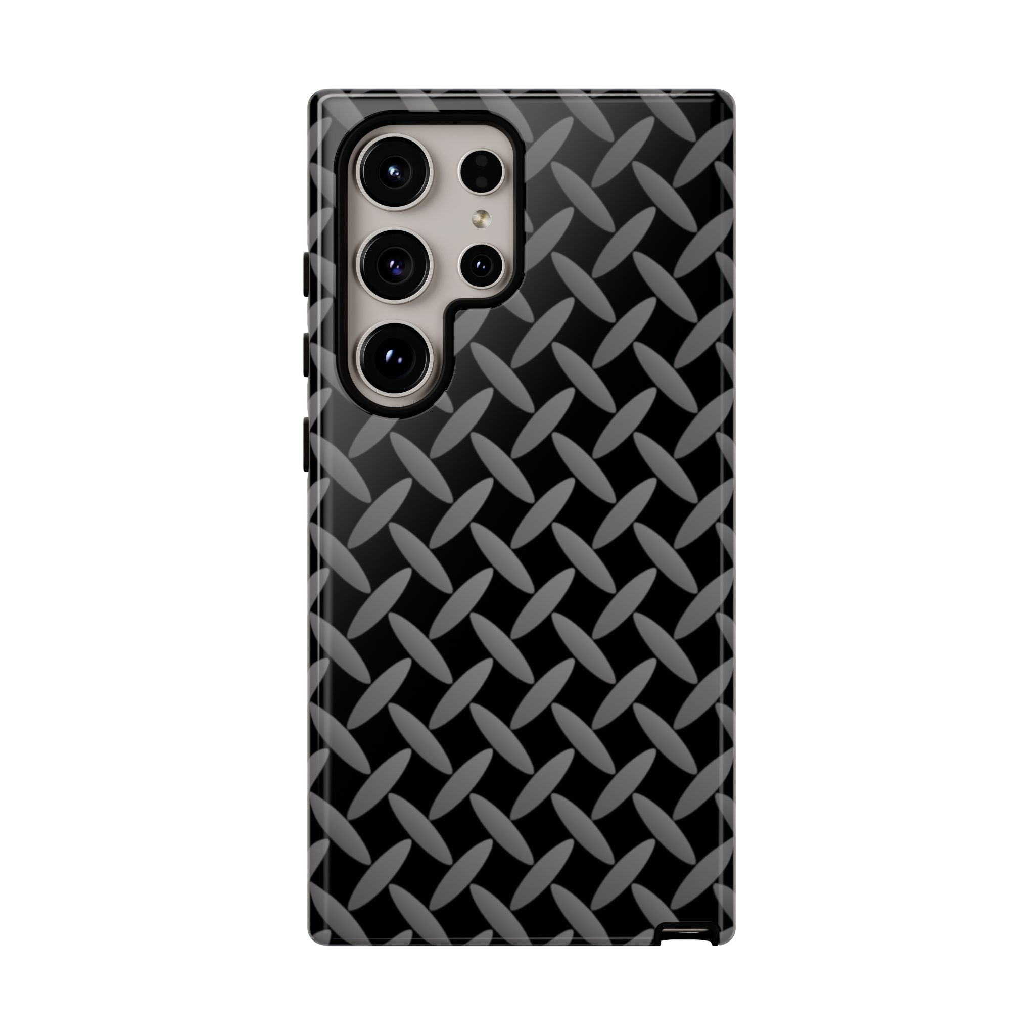 Durable Phone Case Black - Tough Cases with Stylish Diamond Plate Design - Samsung