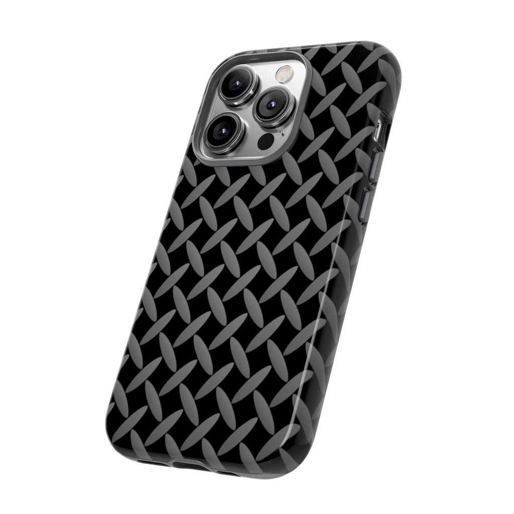 Durable Phone Case Black - Tough Cases with Stylish Diamond Plate Design - iPhones