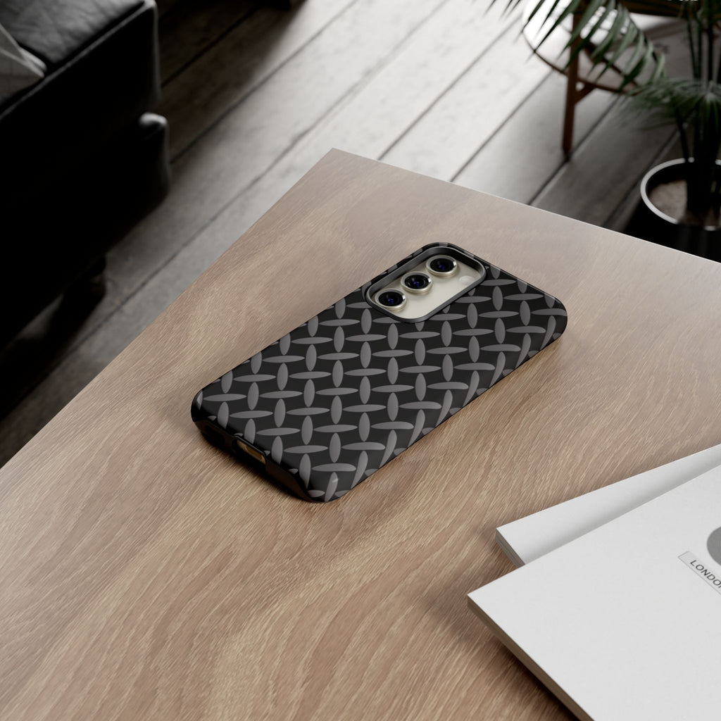 Durable Phone Case Black - Tough Cases with Stylish Diamond Plate Design - Samsung