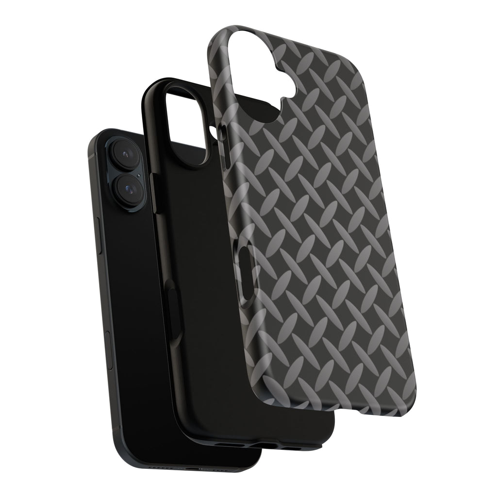 Durable Phone Case Black - Tough Cases with Stylish Diamond Plate Design - iPhones