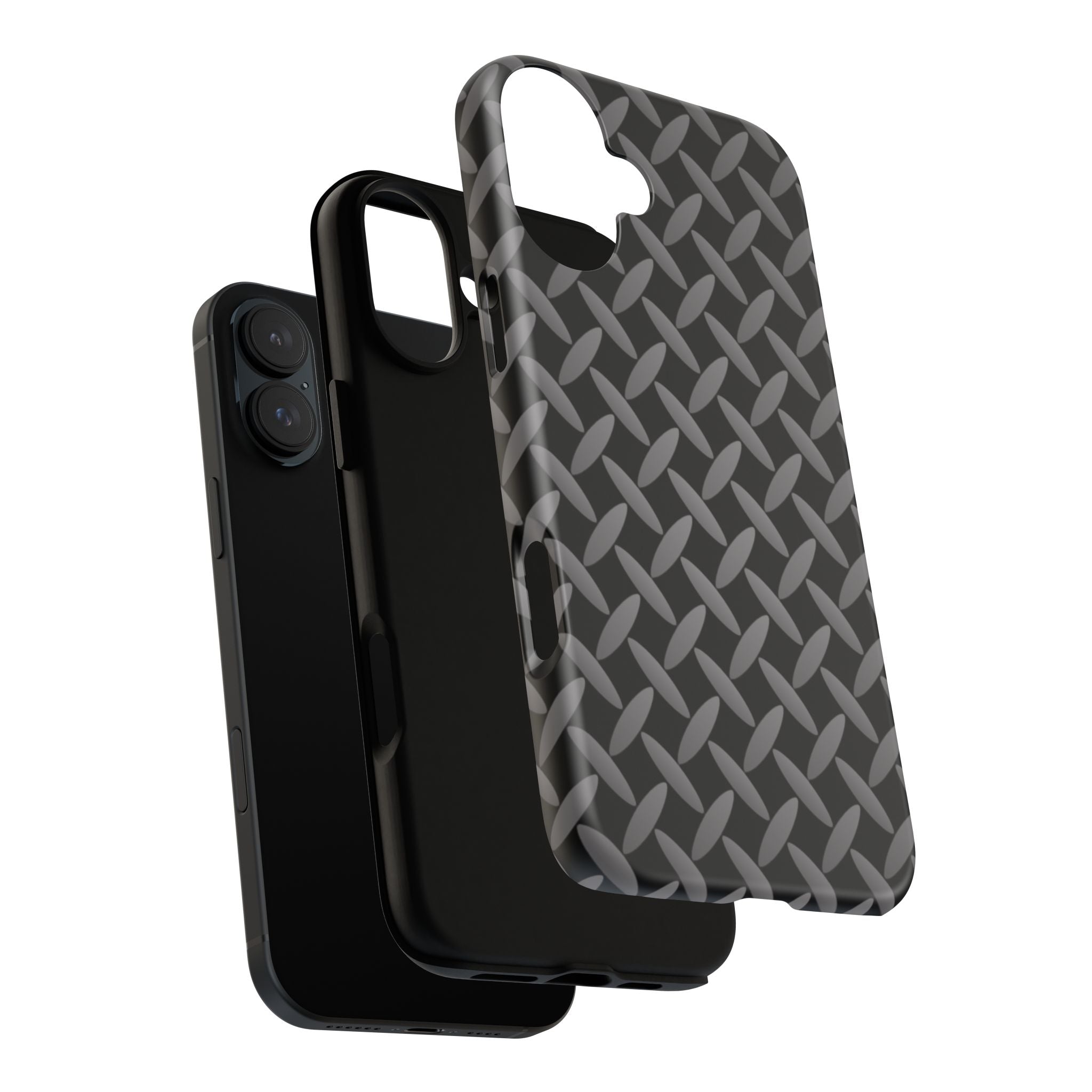 Durable Phone Case Black - Tough Cases with Stylish Diamond Plate Design - iPhones