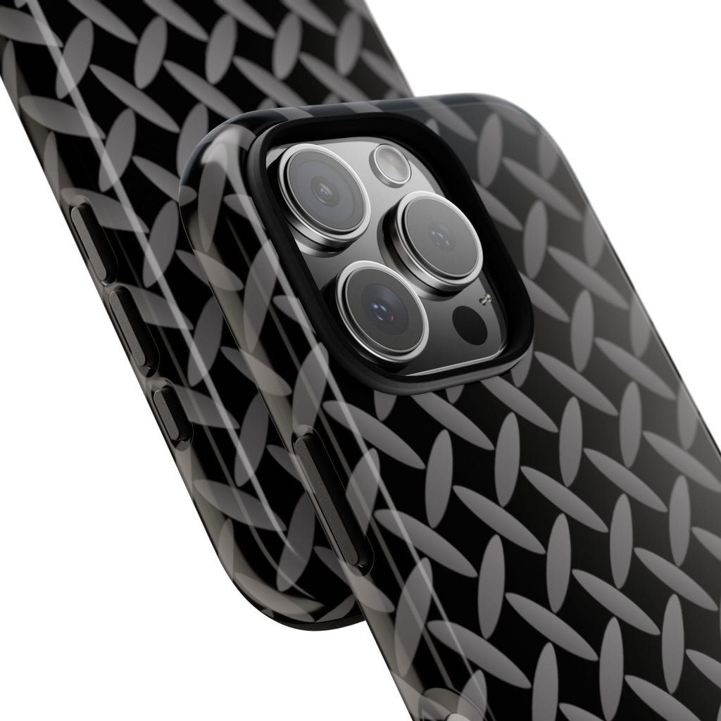 Durable Phone Case Black - Tough Cases with Stylish Diamond Plate Design - iPhones
