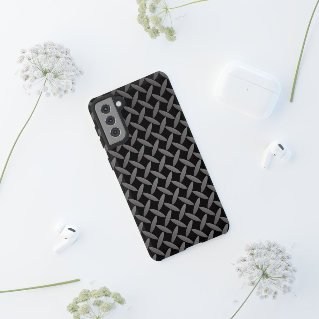 Durable Phone Case Black - Tough Cases with Stylish Diamond Plate Design - Samsung