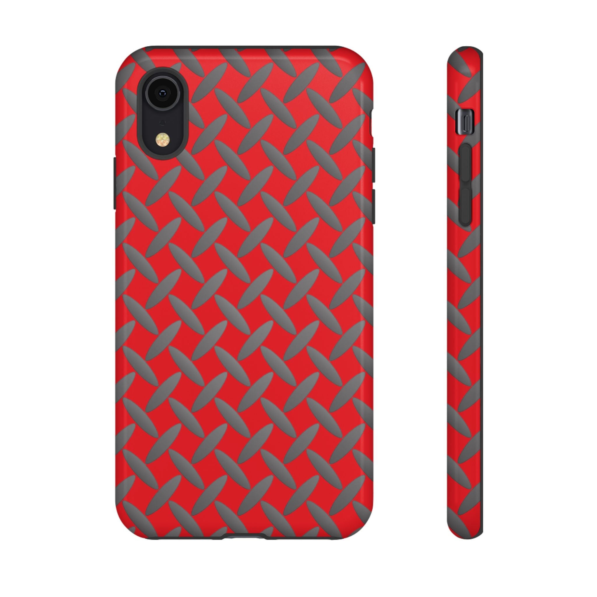 Durable Phone Case Red-iPhones Tough Cases with Stylish Diamond Plate Design