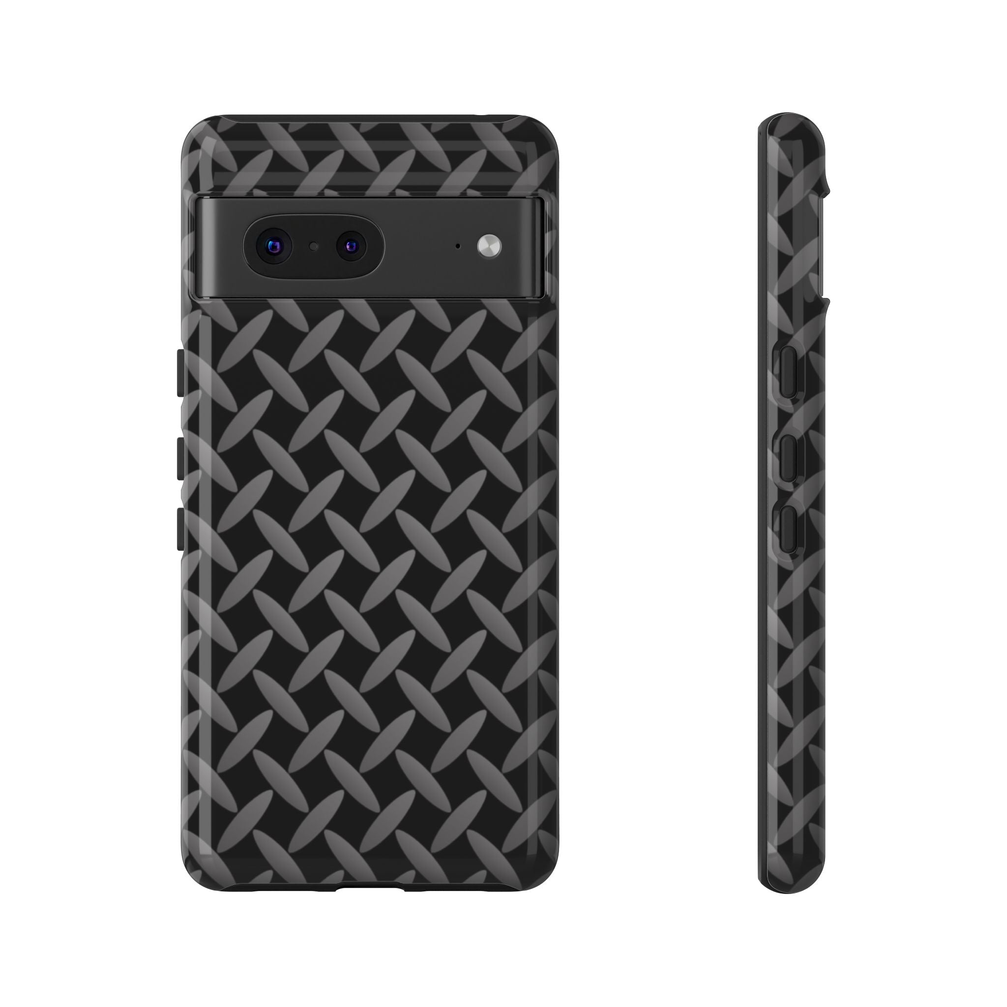 Durable Phone Case Black - Tough Cases with Stylish Diamond Plate Design - Google Phones