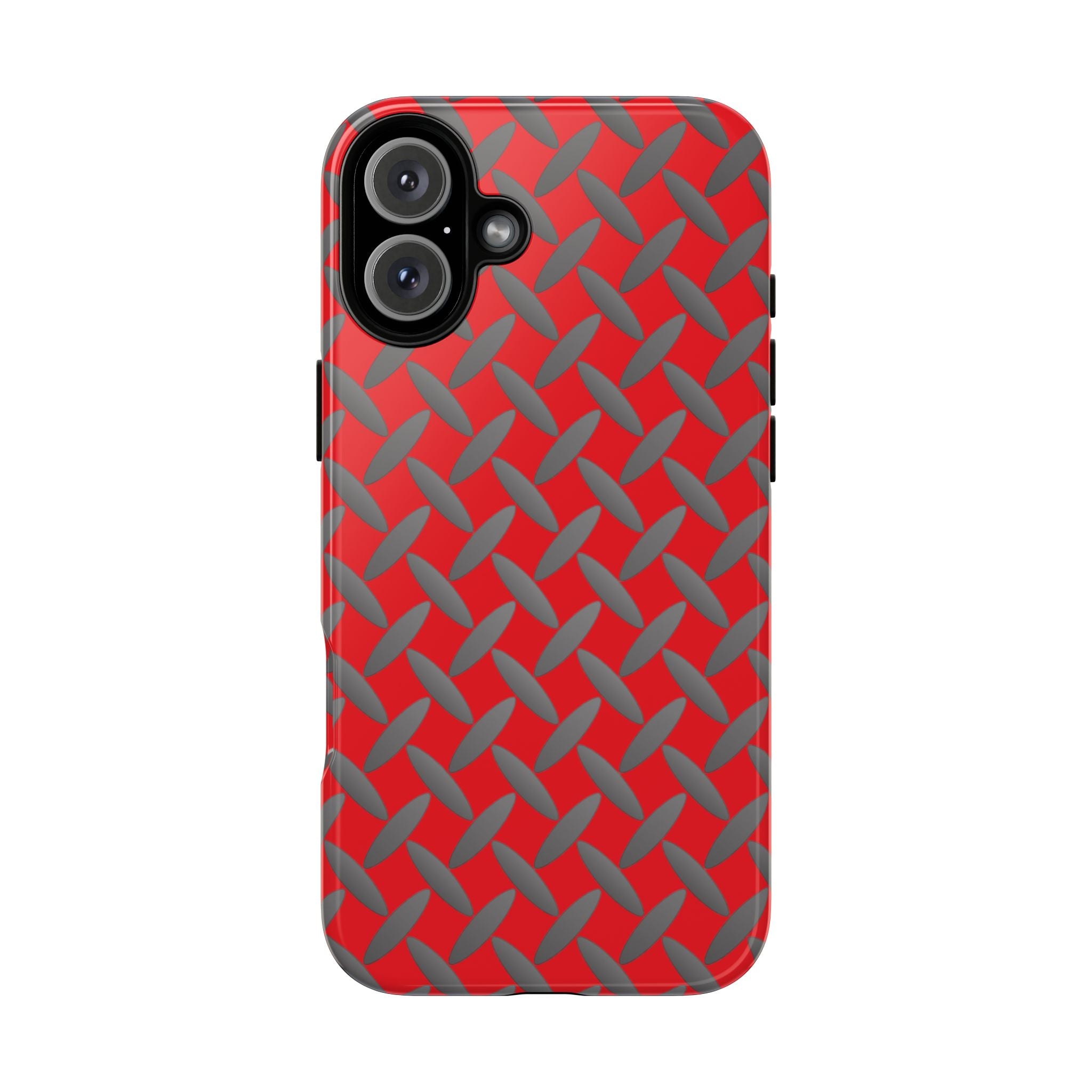 Durable Phone Case Red-iPhones Tough Cases with Stylish Diamond Plate Design