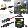 50Ft 10AWG Solar Cable Extension with Protection Cover, Solar Wire with Tool-Free Solar Connectors, IP68 Waterproof PV Cable, So