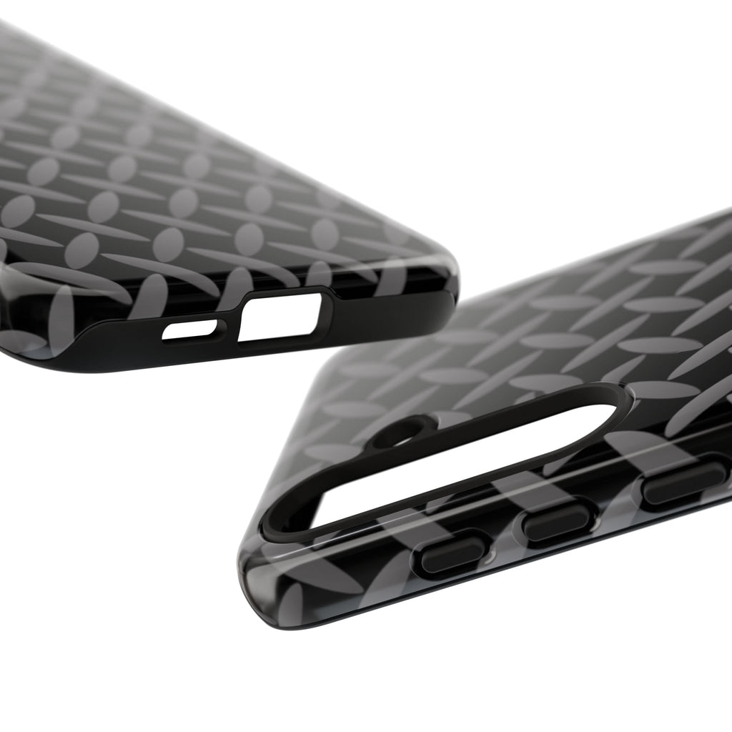 Durable Phone Case Black - Tough Cases with Stylish Diamond Plate Design - Samsung