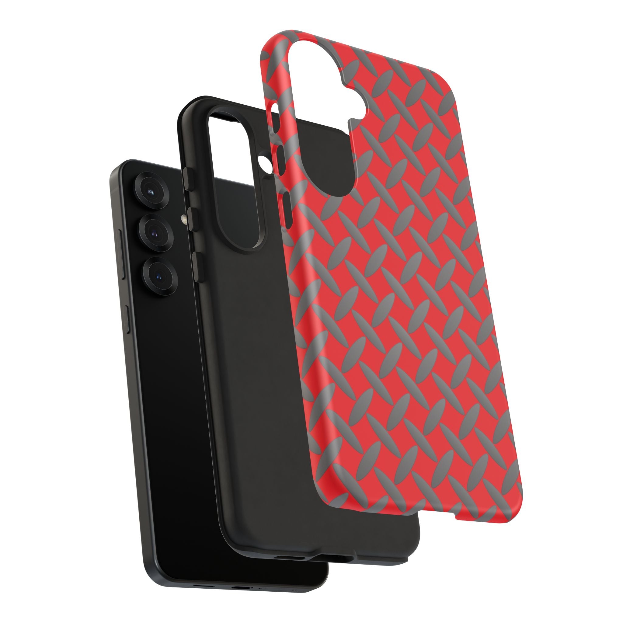 Durable Samsung Phone Case Red - Tough Cases with Stylish Diamond Plate Design