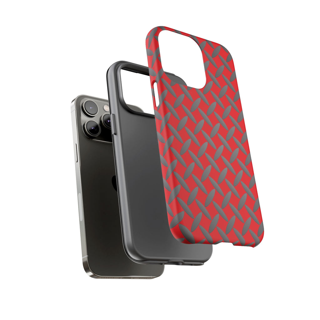 Durable Phone Case Red-iPhones Tough Cases with Stylish Diamond Plate Design