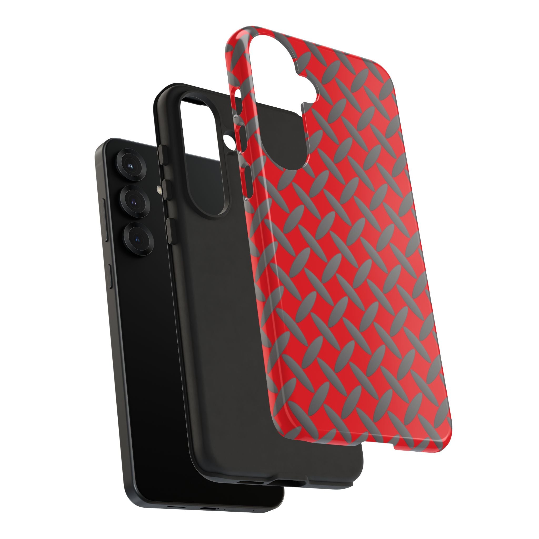 Durable Samsung Phone Case Red - Tough Cases with Stylish Diamond Plate Design