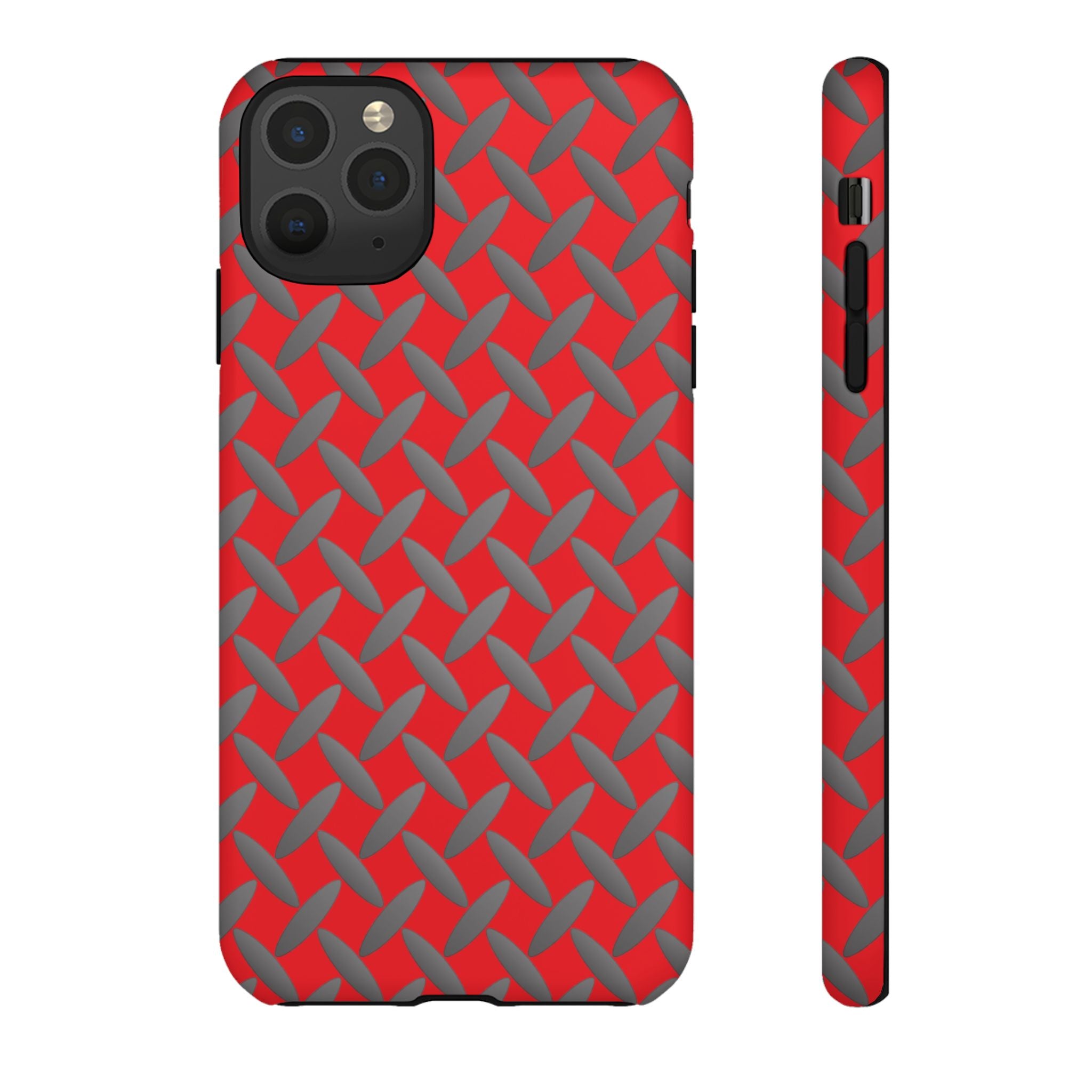 Durable Phone Case Red-iPhones Tough Cases with Stylish Diamond Plate Design