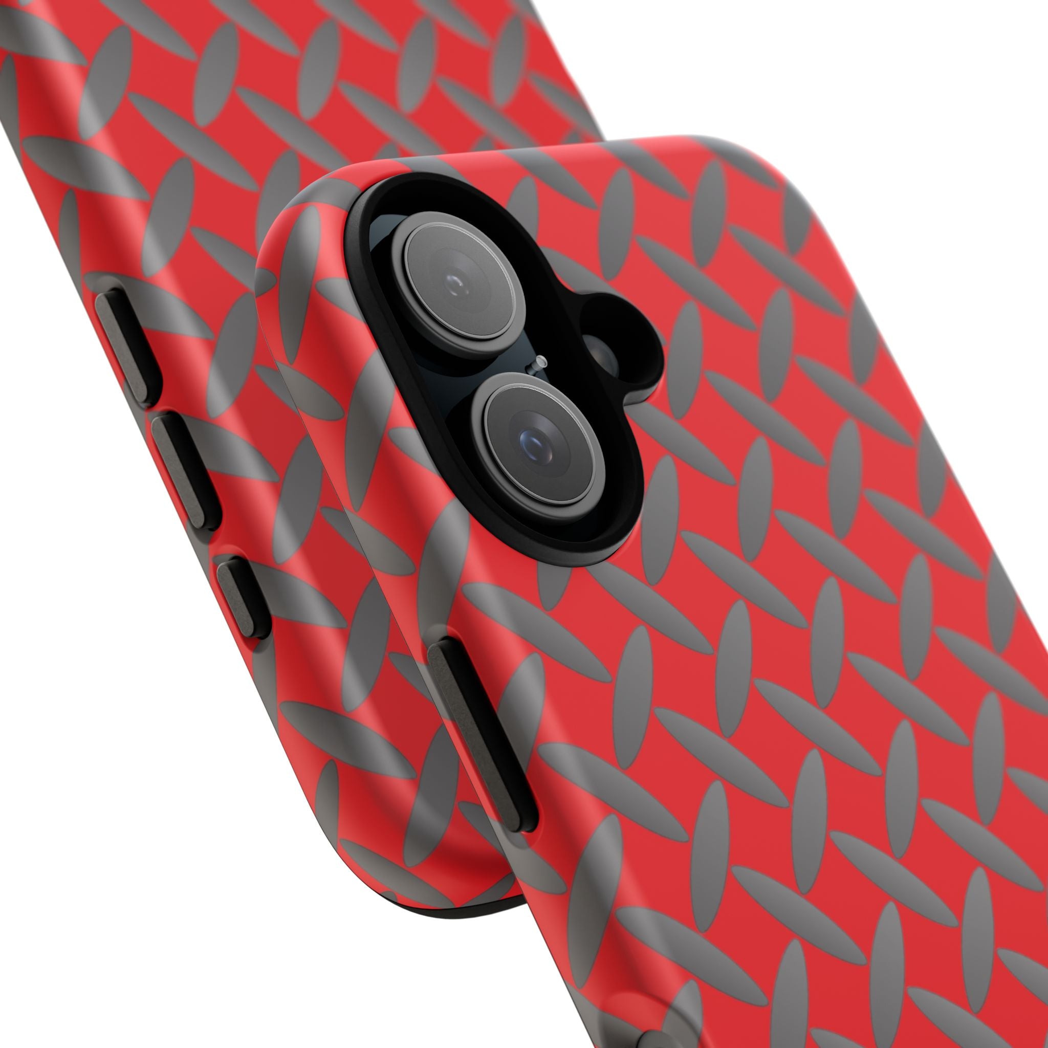 Durable Phone Case Red-iPhones Tough Cases with Stylish Diamond Plate Design