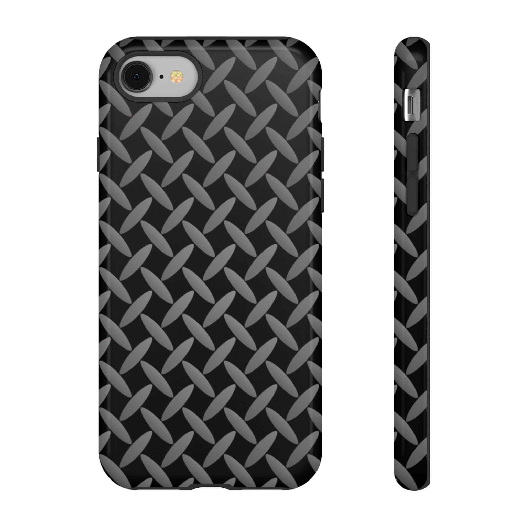 Durable Phone Case Black - Tough Cases with Stylish Diamond Plate Design - iPhones