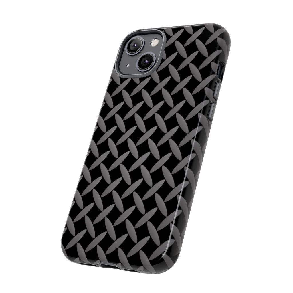 Durable Phone Case Black - Tough Cases with Stylish Diamond Plate Design - iPhones
