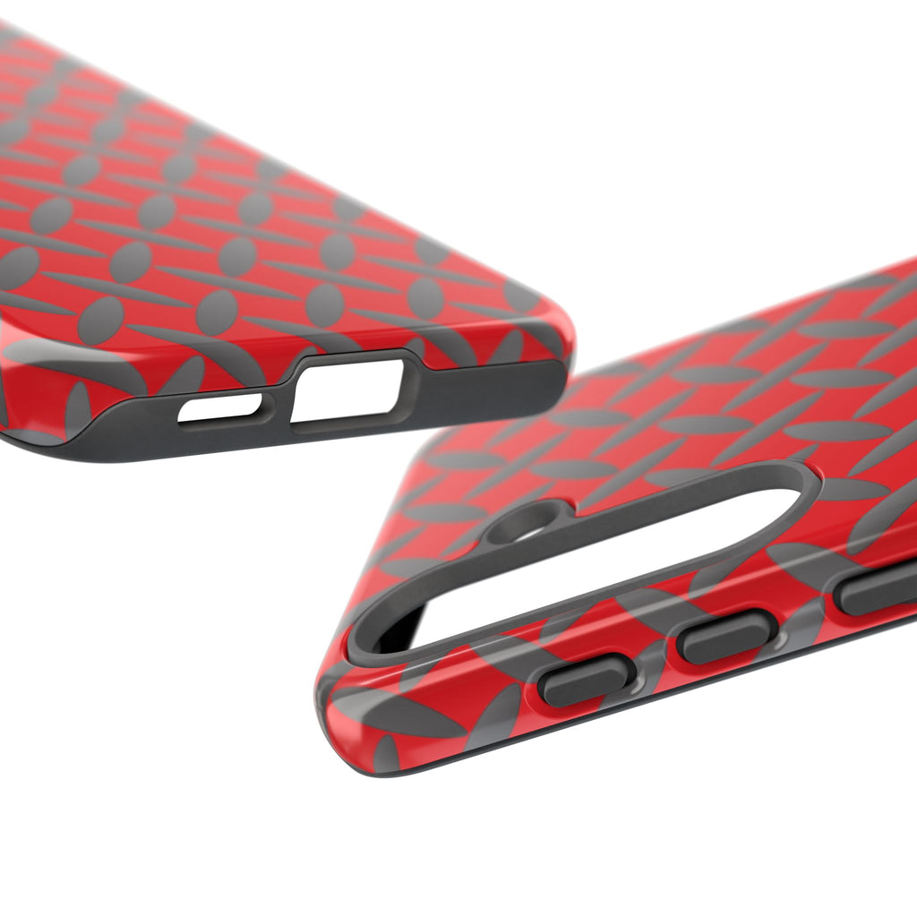 Durable Samsung Phone Case Red - Tough Cases with Stylish Diamond Plate Design