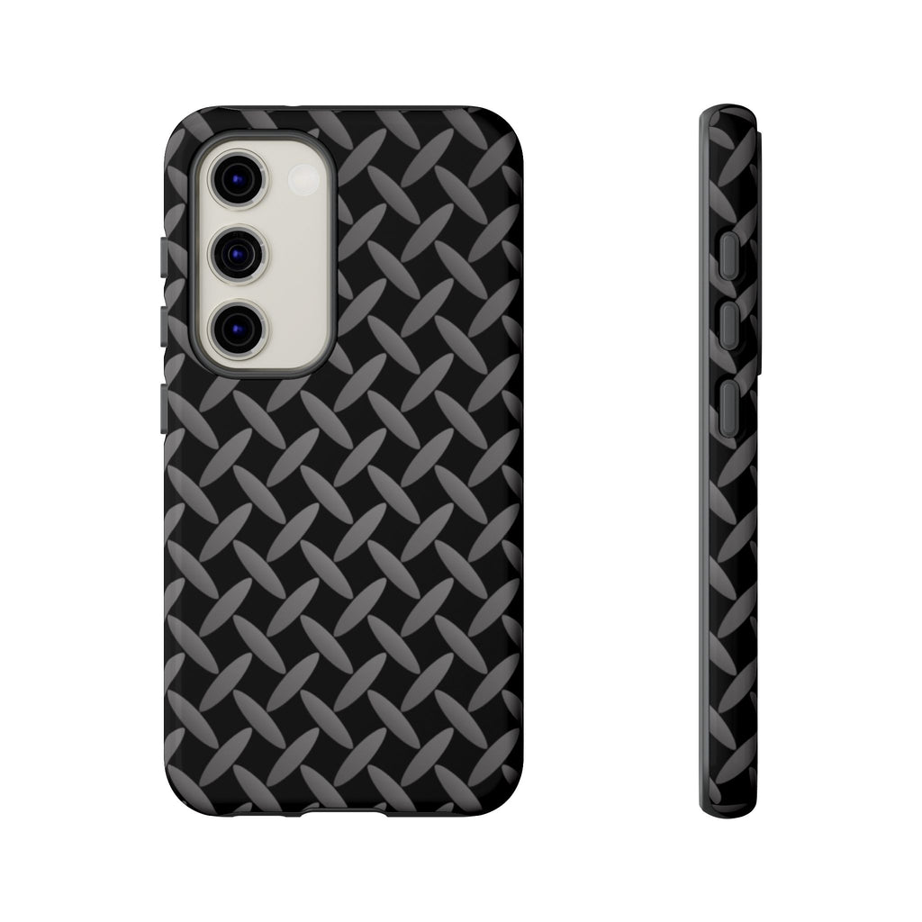 Durable Phone Case Black - Tough Cases with Stylish Diamond Plate Design - Samsung