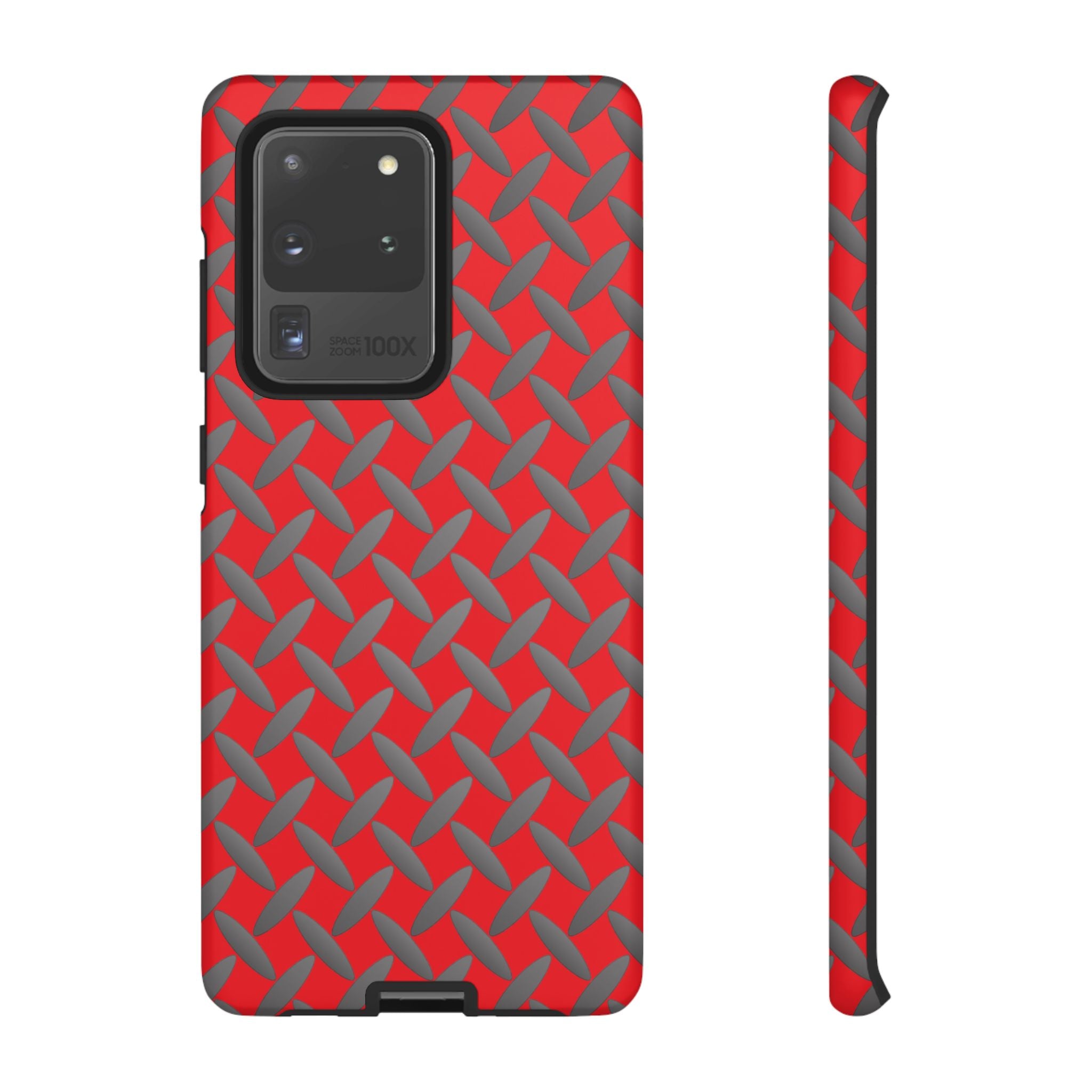 Durable Samsung Phone Case Red - Tough Cases with Stylish Diamond Plate Design