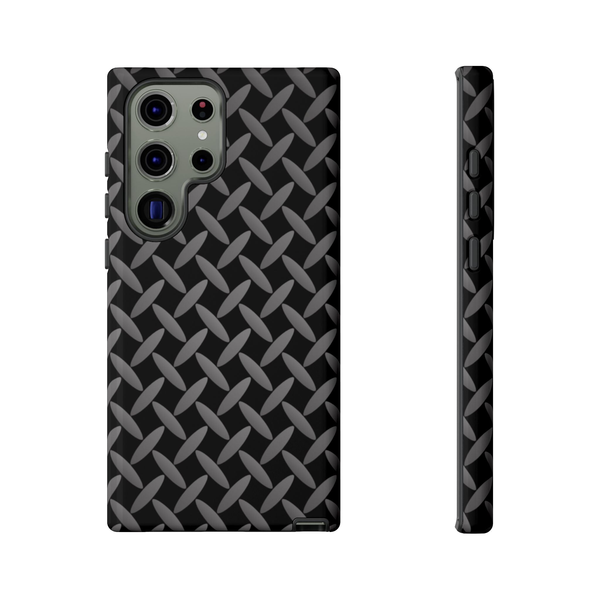 Durable Phone Case Black - Tough Cases with Stylish Diamond Plate Design - Samsung