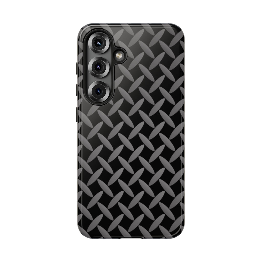 Durable Phone Case Black - Tough Cases with Stylish Diamond Plate Design - Samsung
