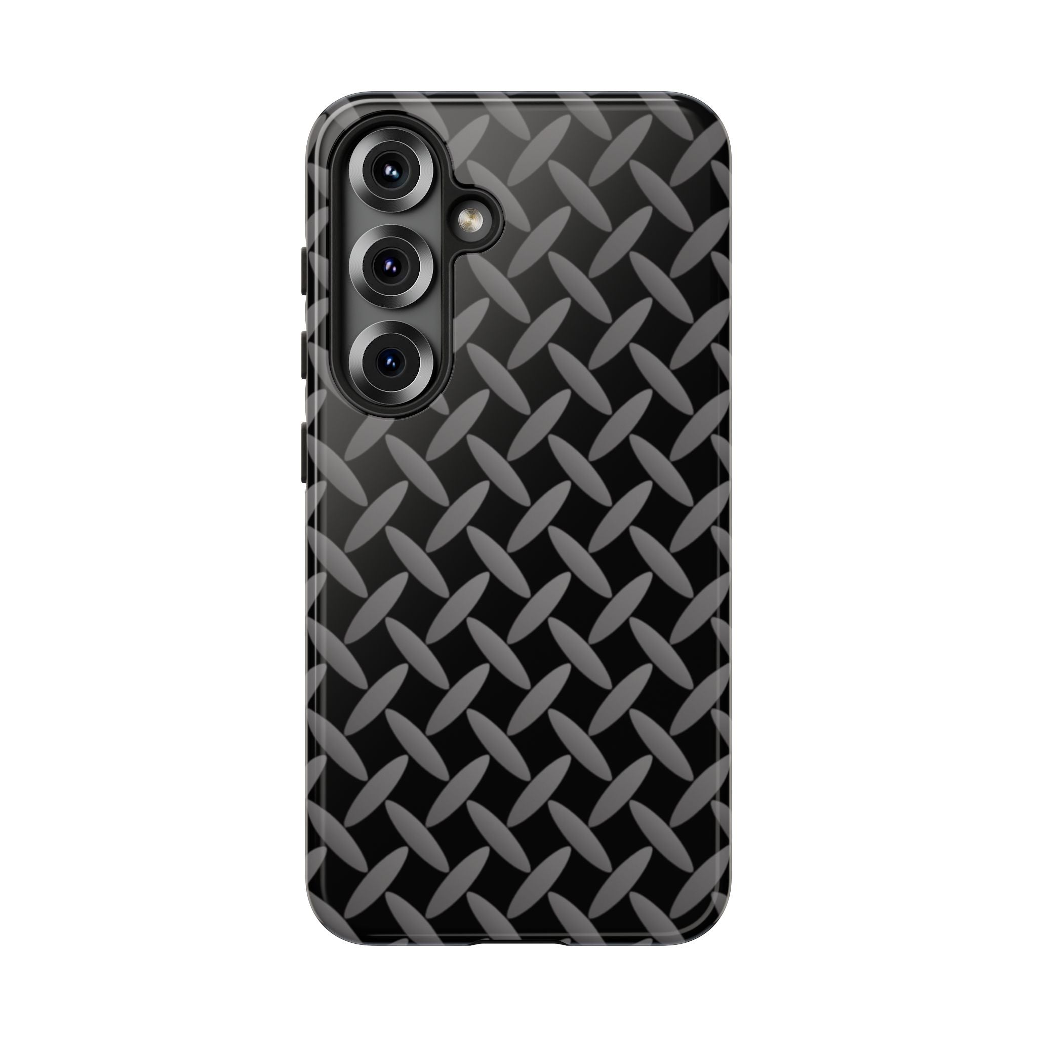 Durable Phone Case Black - Tough Cases with Stylish Diamond Plate Design - Samsung
