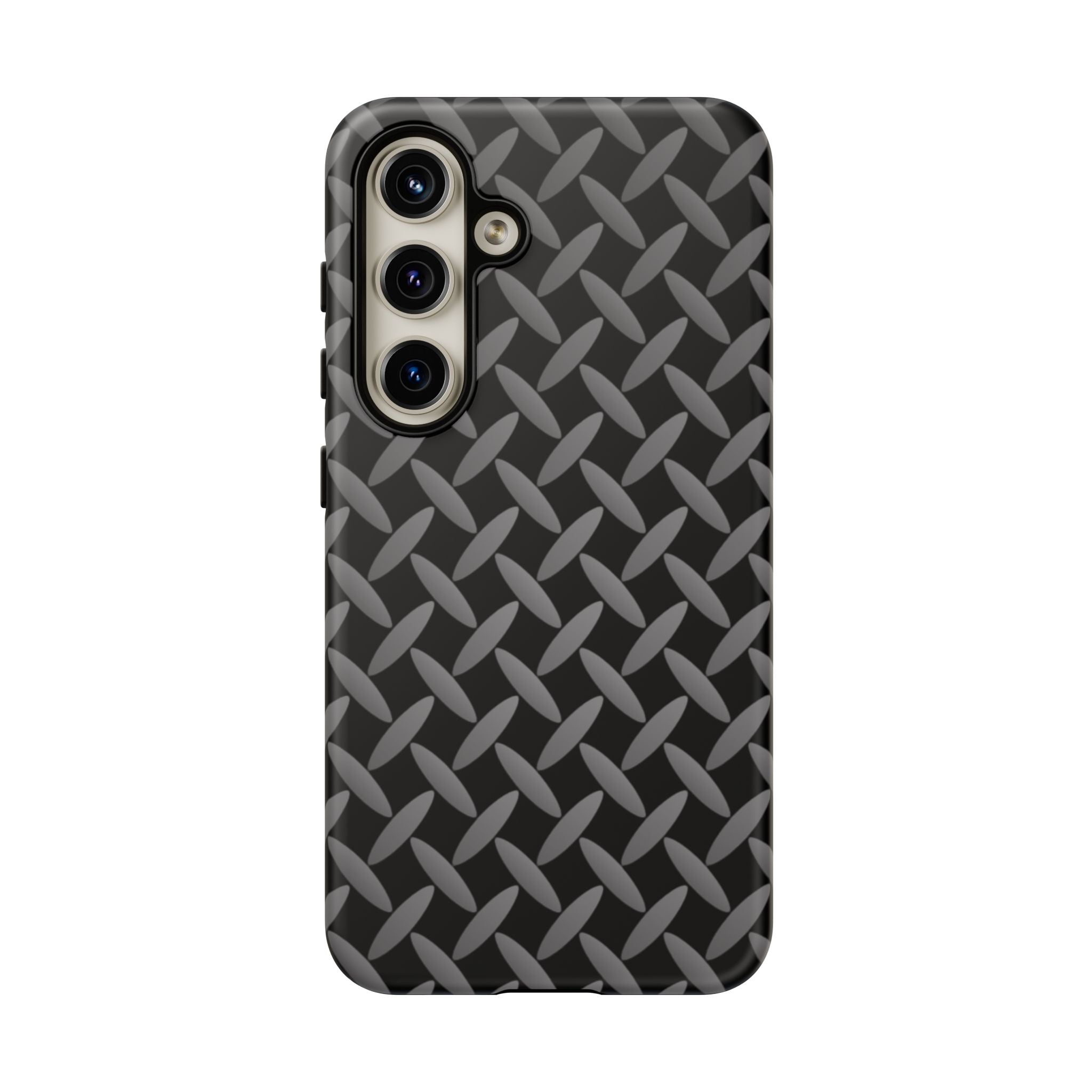 Durable Phone Case Black - Tough Cases with Stylish Diamond Plate Design - Samsung