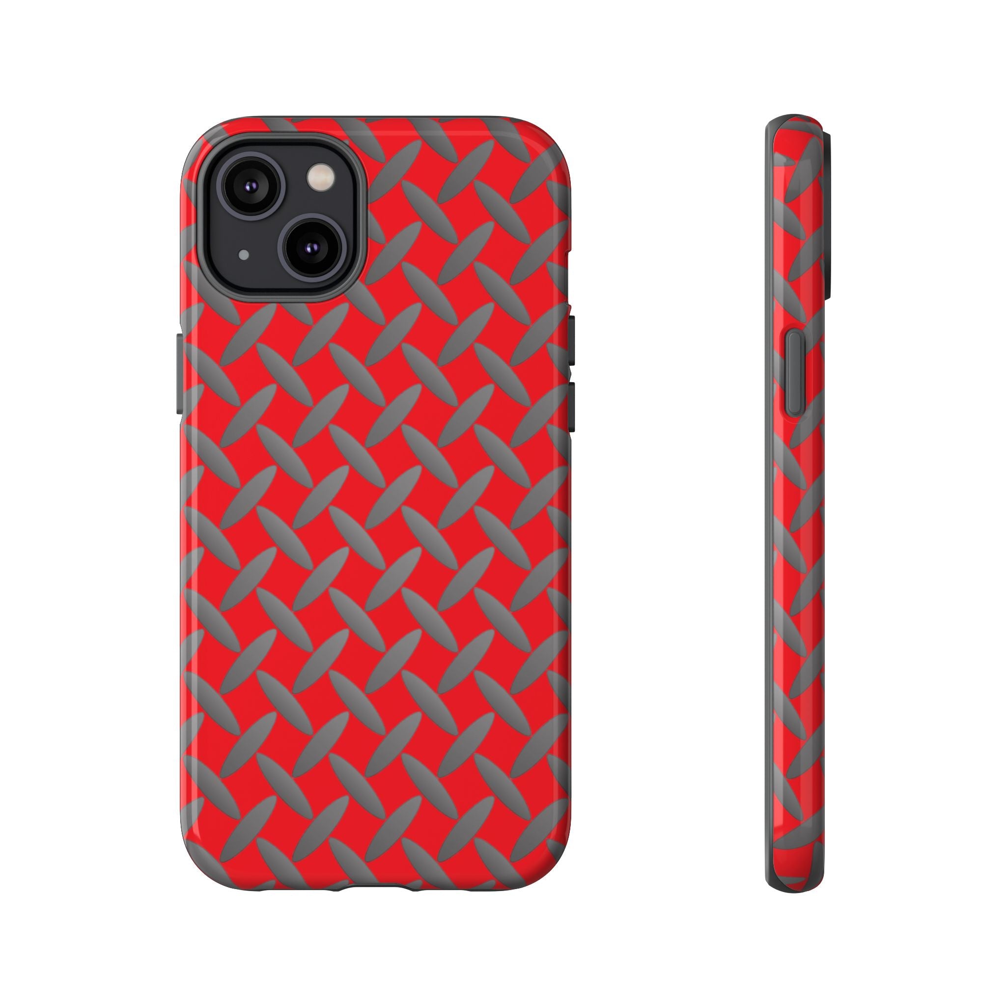 Durable Phone Case Red-iPhones Tough Cases with Stylish Diamond Plate Design