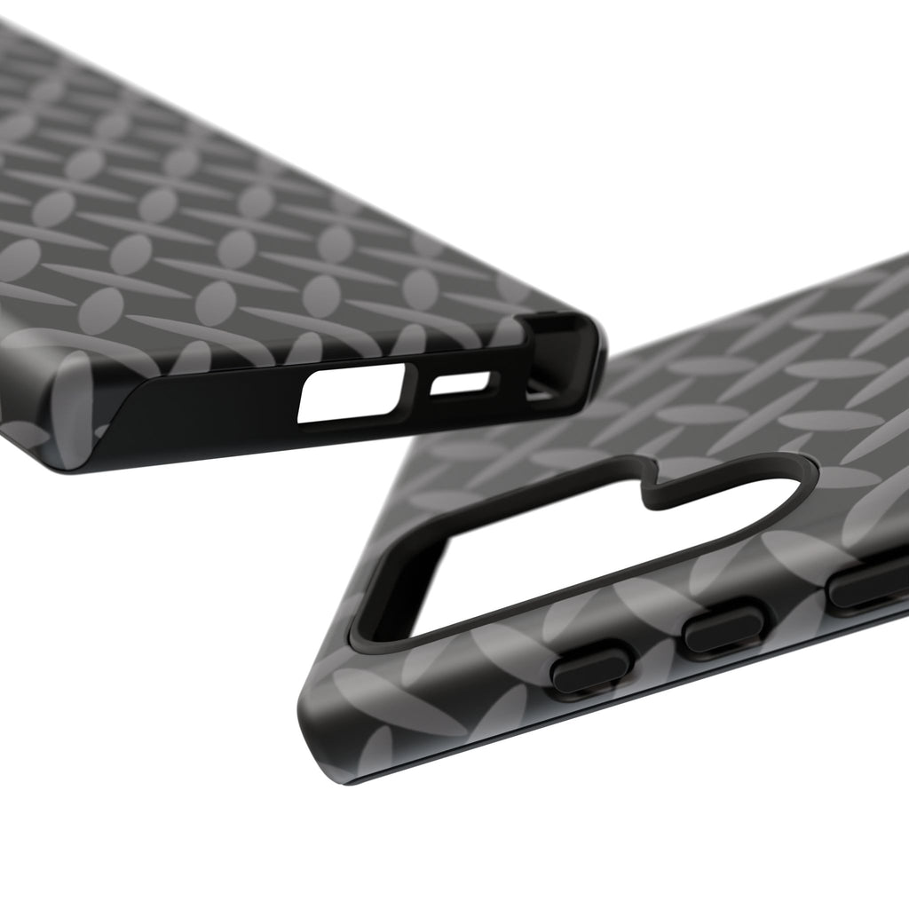 Durable Phone Case Black - Tough Cases with Stylish Diamond Plate Design - Samsung
