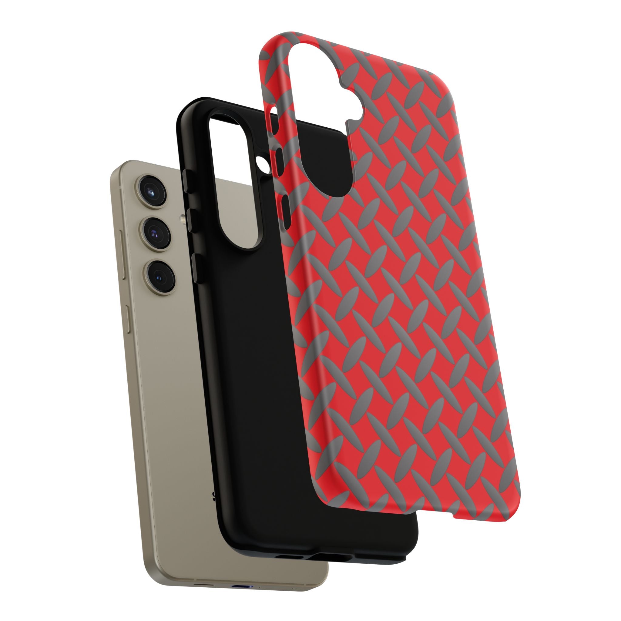 Durable Samsung Phone Case Red - Tough Cases with Stylish Diamond Plate Design