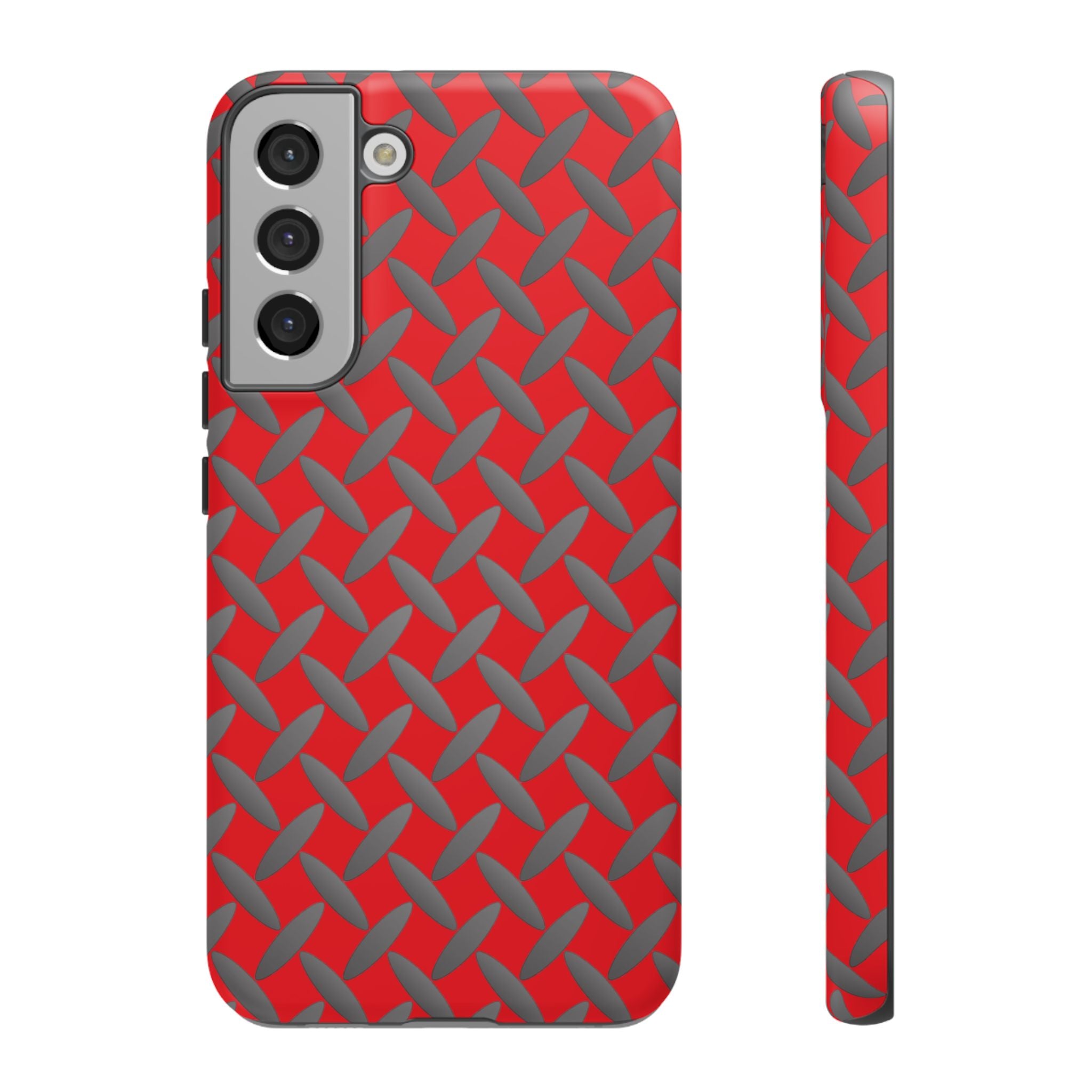 Durable Samsung Phone Case Red - Tough Cases with Stylish Diamond Plate Design