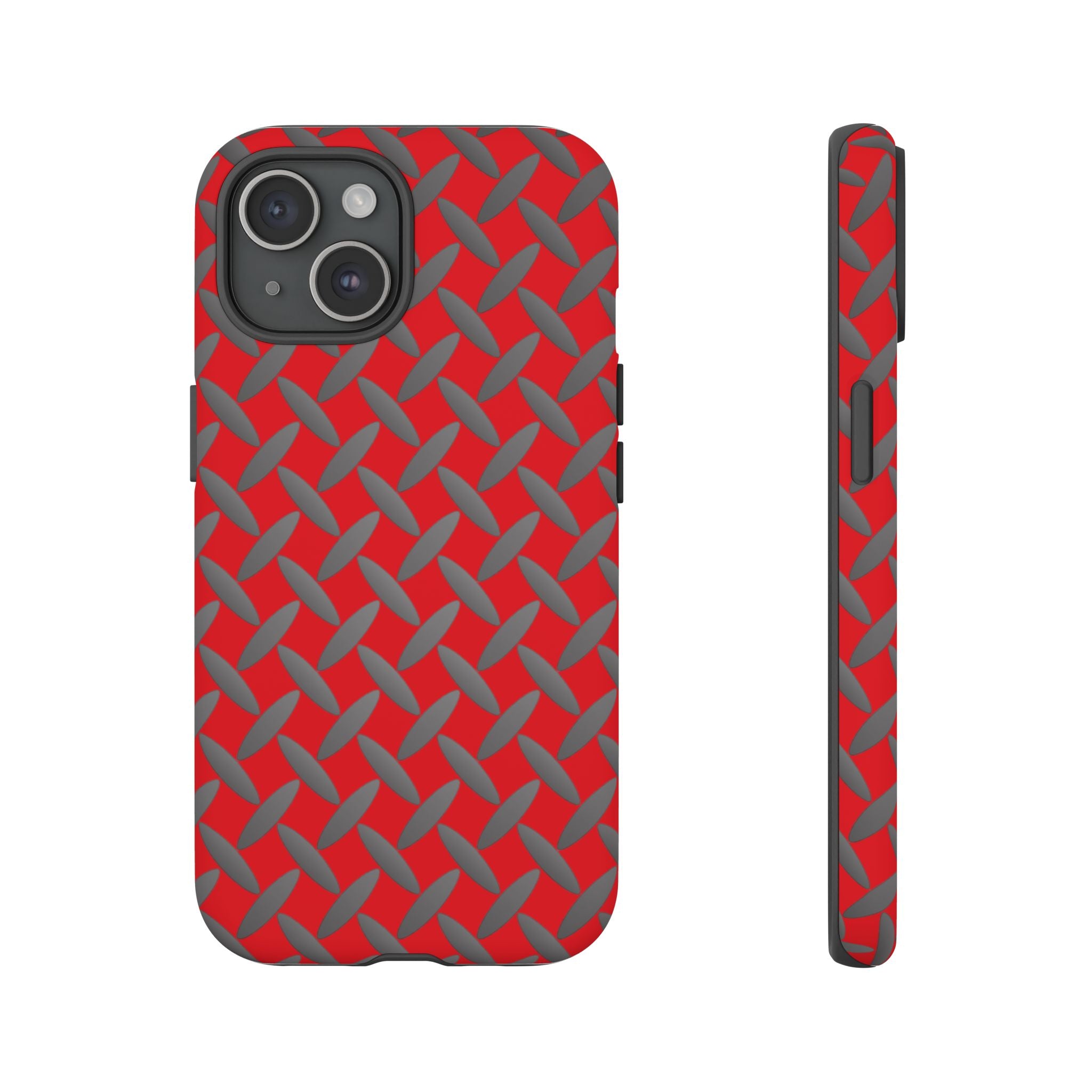 Durable Phone Case Red-iPhones Tough Cases with Stylish Diamond Plate Design