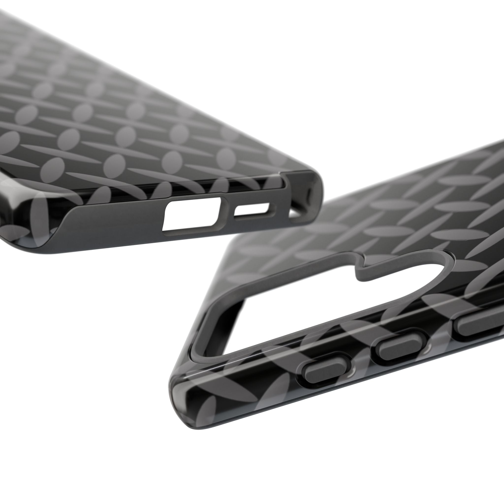 Durable Phone Case Black - Tough Cases with Stylish Diamond Plate Design - Samsung