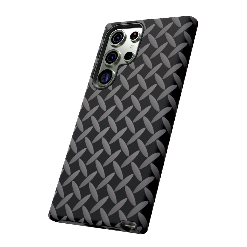 Durable Phone Case Black - Tough Cases with Stylish Diamond Plate Design - Samsung