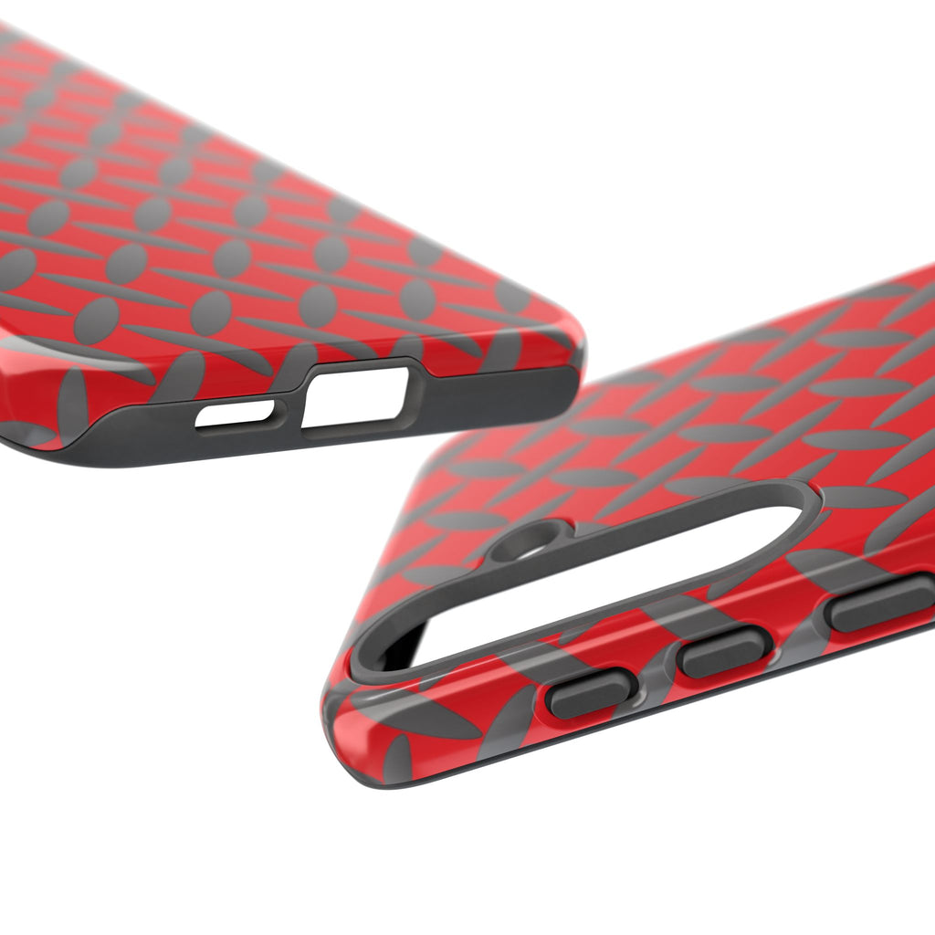 Durable Samsung Phone Case Red - Tough Cases with Stylish Diamond Plate Design