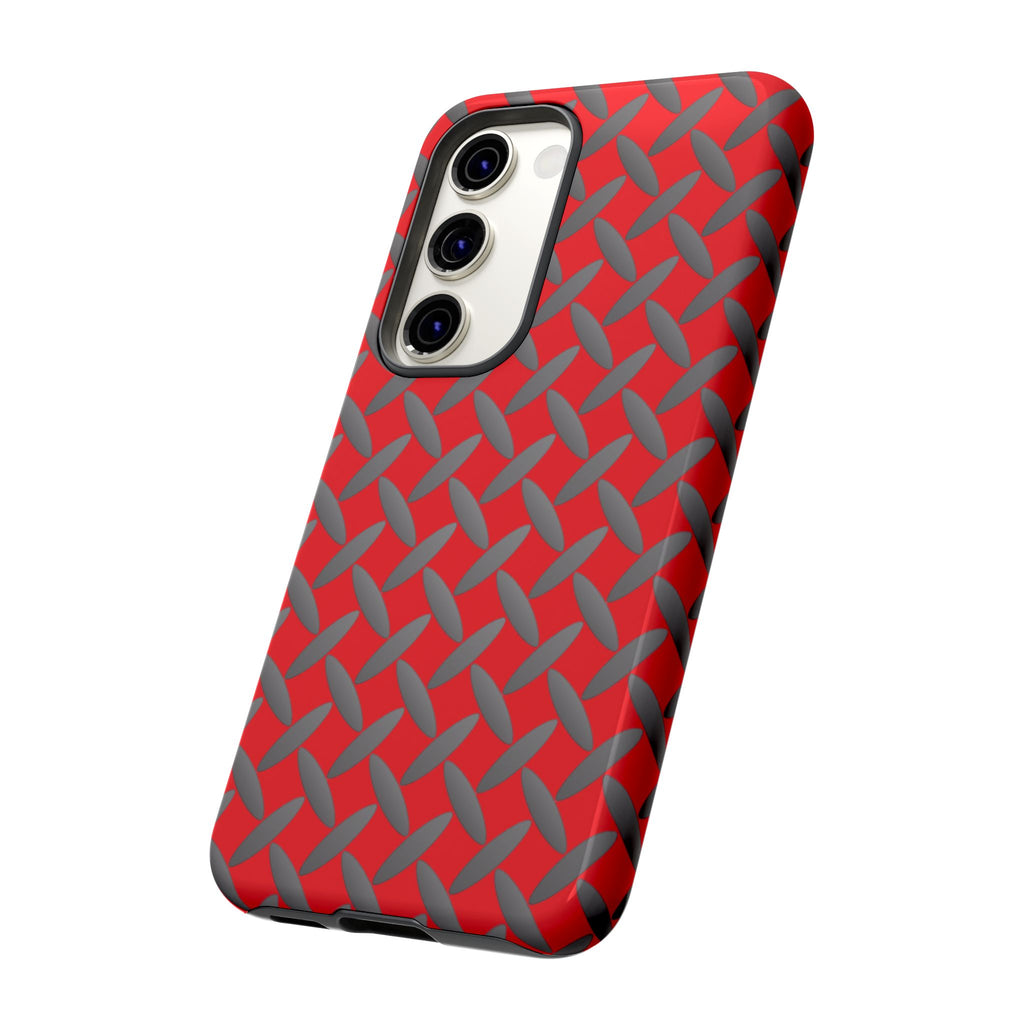 Durable Samsung Phone Case Red - Tough Cases with Stylish Diamond Plate Design