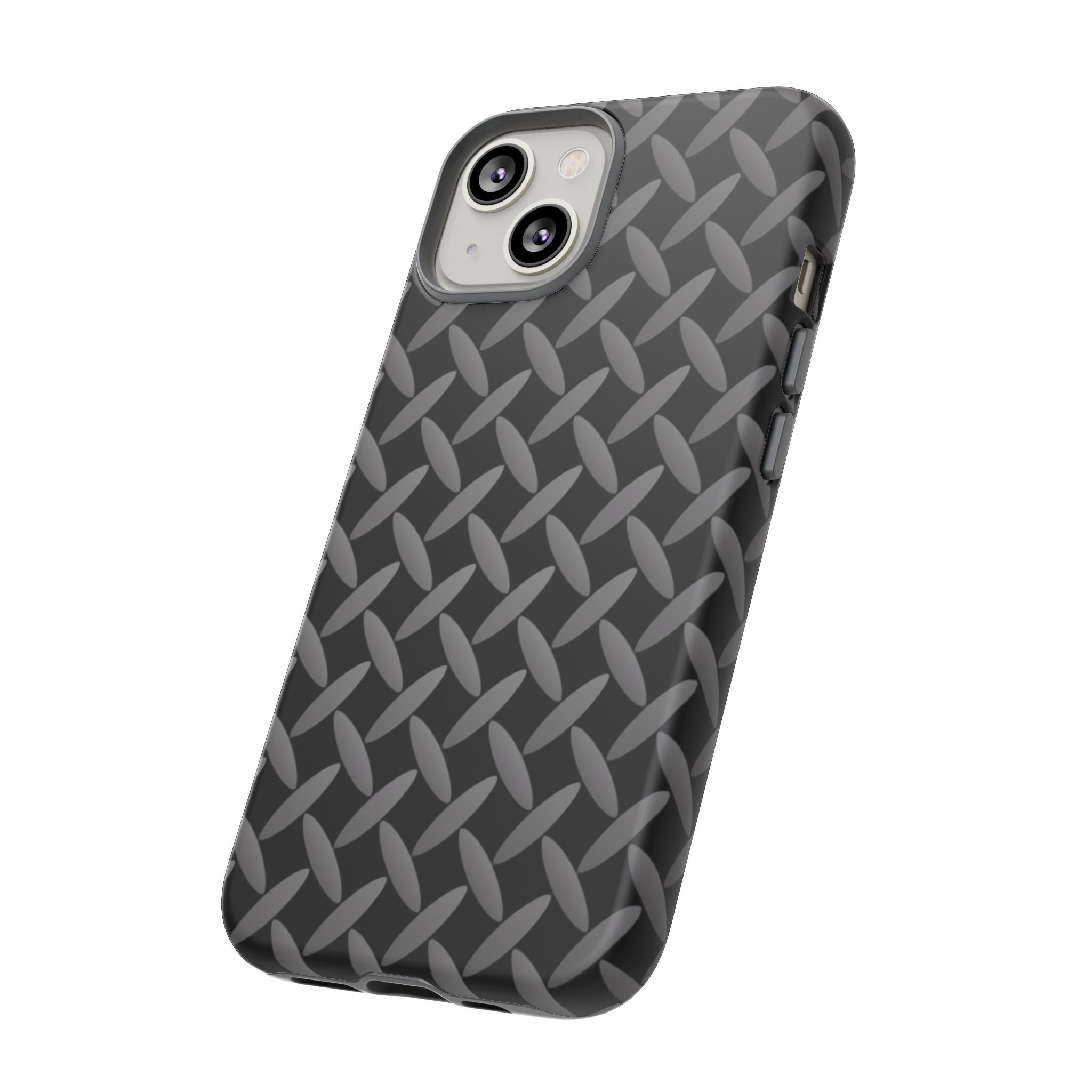 Durable Phone Case Black - Tough Cases with Stylish Diamond Plate Design - iPhones
