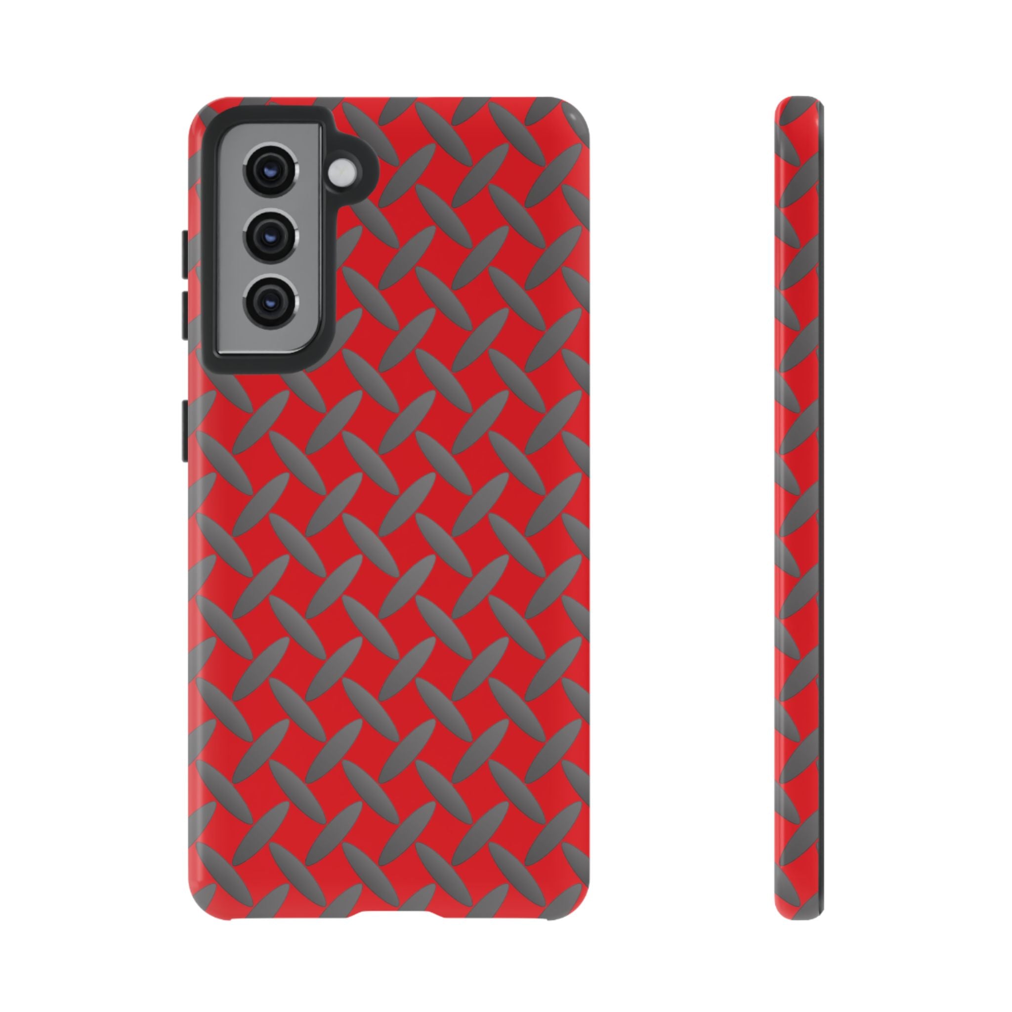 Durable Samsung Phone Case Red - Tough Cases with Stylish Diamond Plate Design