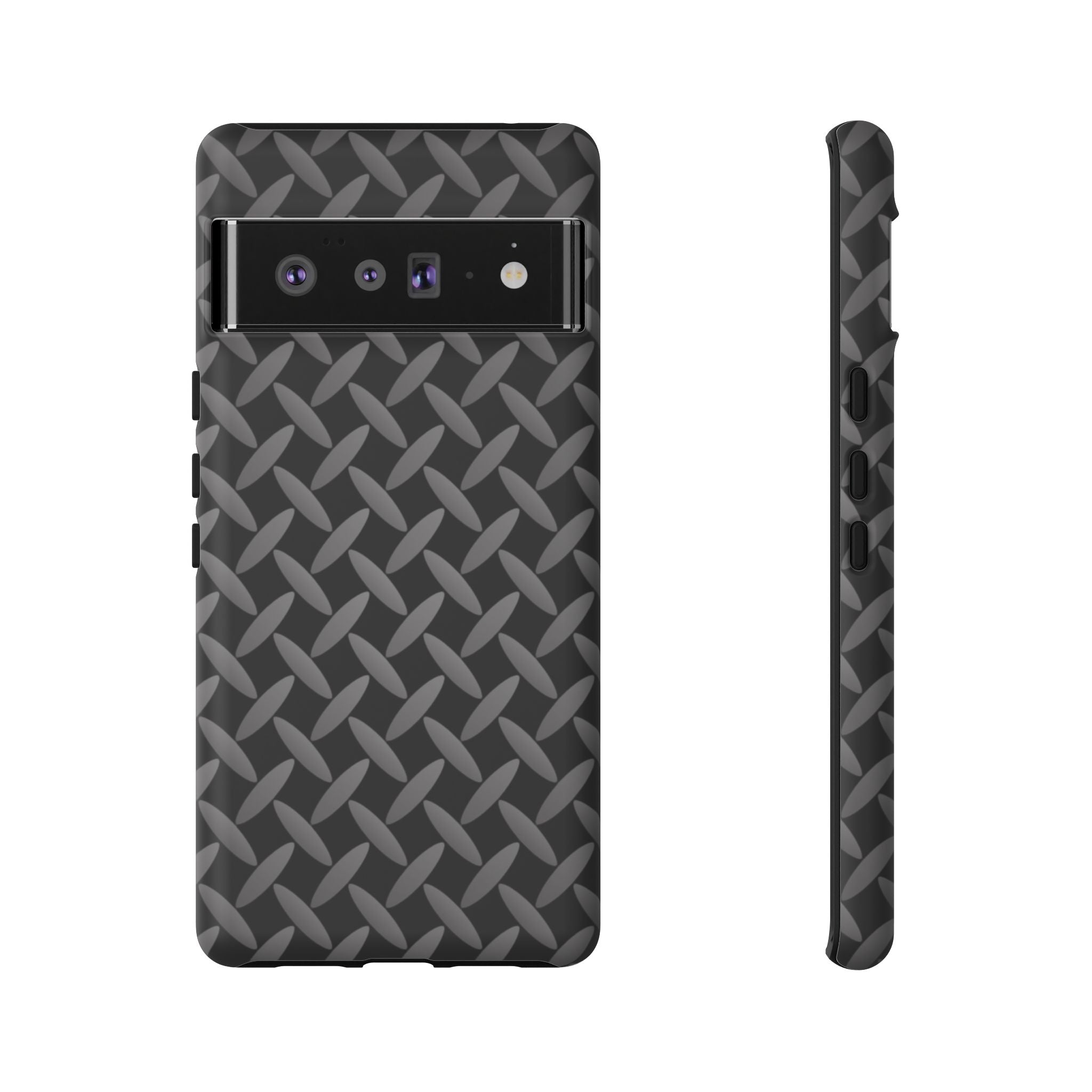 Durable Phone Case Black - Tough Cases with Stylish Diamond Plate Design - Google Phones
