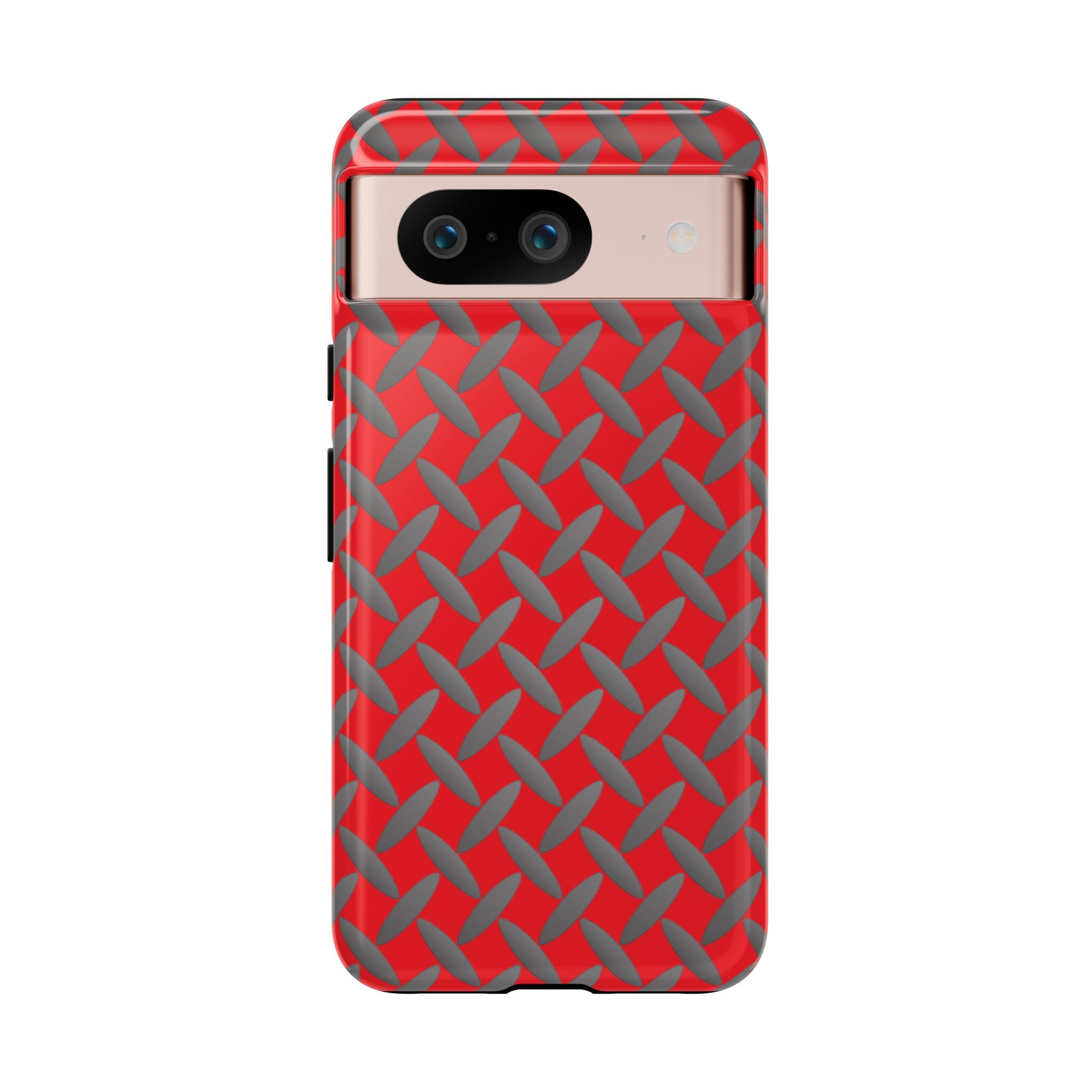 Durable Google Phones Phone Case Red - Tough Cases with Stylish Diamond Plate Design