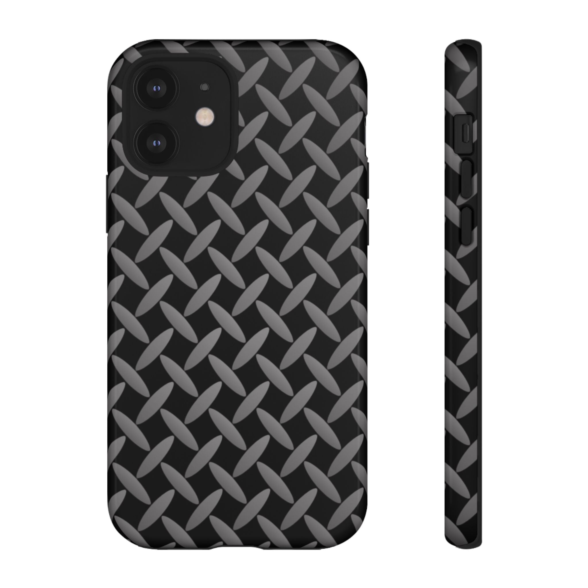 Durable Phone Case Black - Tough Cases with Stylish Diamond Plate Design - iPhones