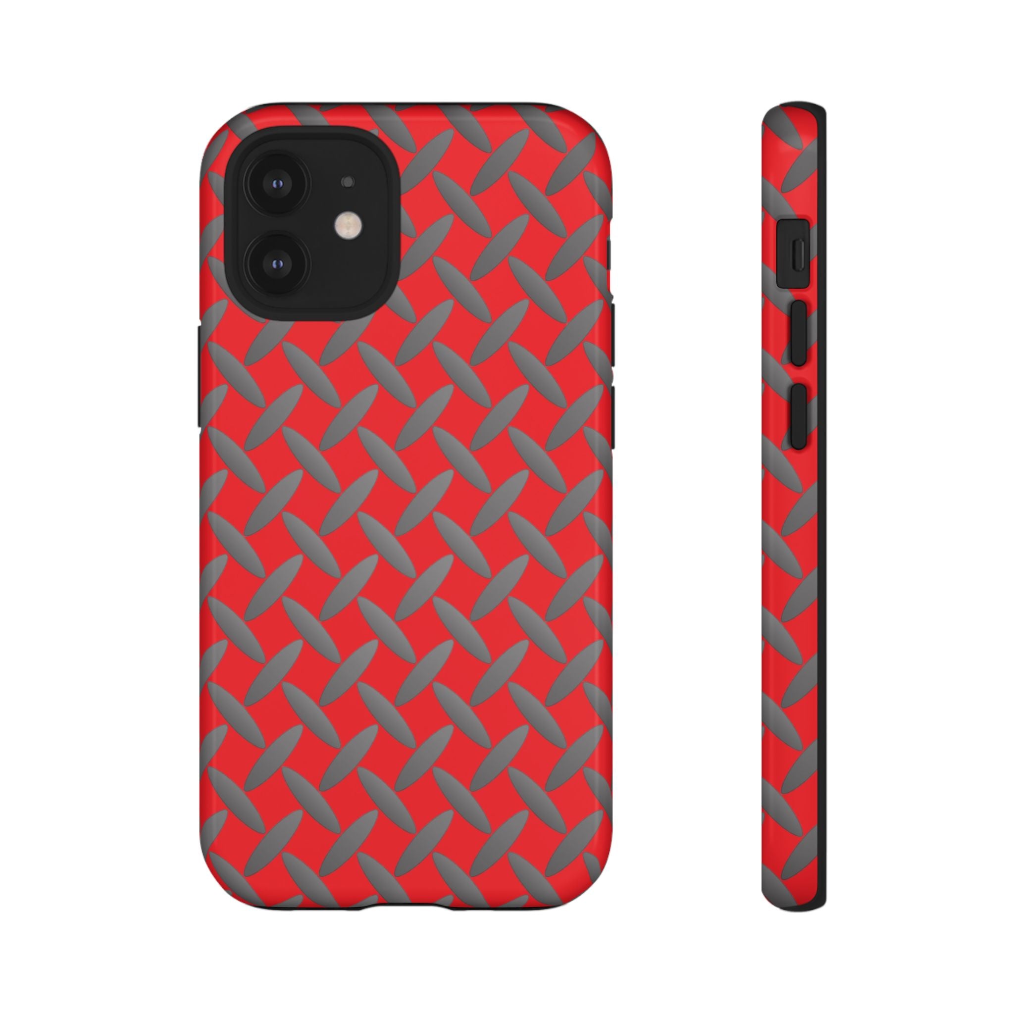 Durable Phone Case Red-iPhones Tough Cases with Stylish Diamond Plate Design