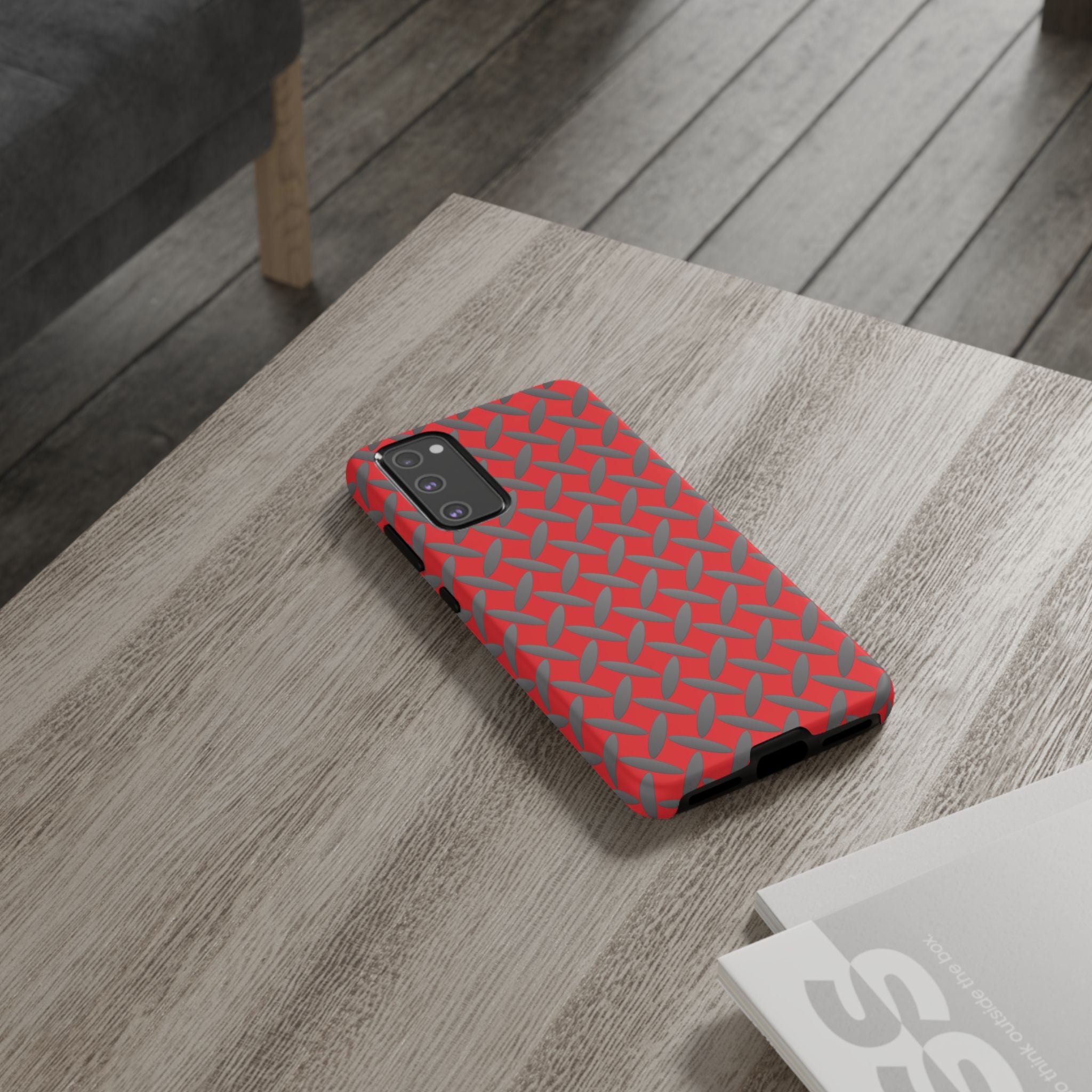 Durable Samsung Phone Case Red - Tough Cases with Stylish Diamond Plate Design