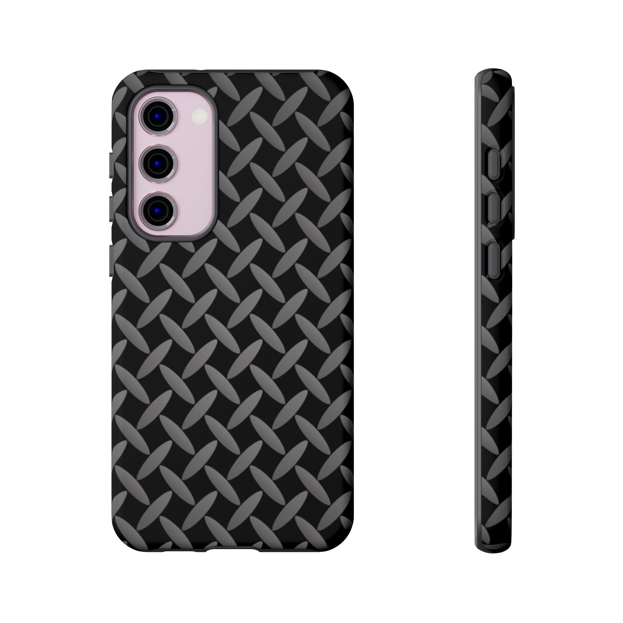 Durable Phone Case Black - Tough Cases with Stylish Diamond Plate Design - Samsung