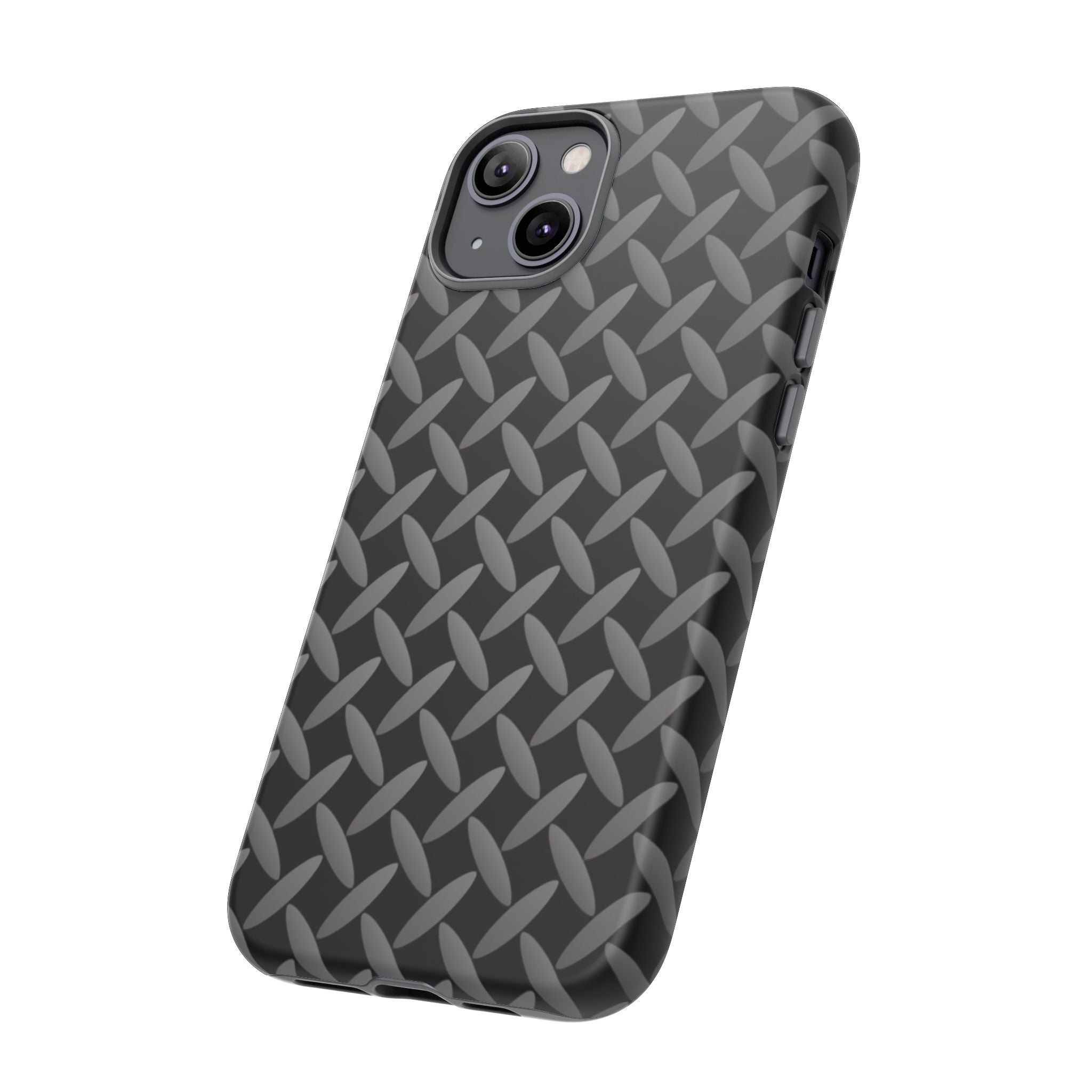 Durable Phone Case Black - Tough Cases with Stylish Diamond Plate Design - iPhones